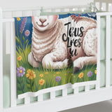 Jesus Loves You Baby Swaddle Blanket- Soft Swaddle, Muslin, Infant Gift