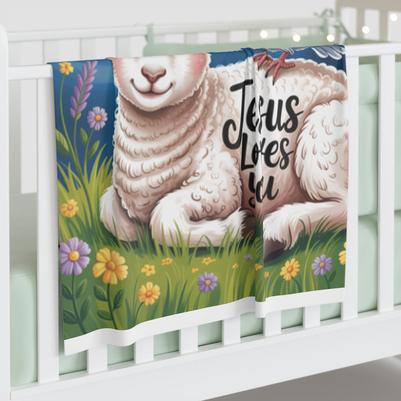Jesus Loves You Baby Swaddle Blanket- Soft Swaddle, Muslin, Infant Gift