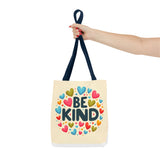 "Be Kind" Tote Bag - Colorful Heart Design, Motivational Accessory