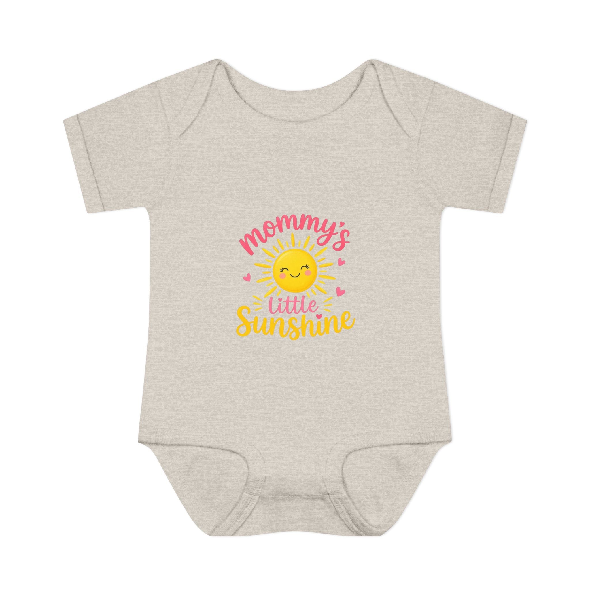 mommy's little sunshine bodysuit featuring a cheerful sun design on a soft infant outfit