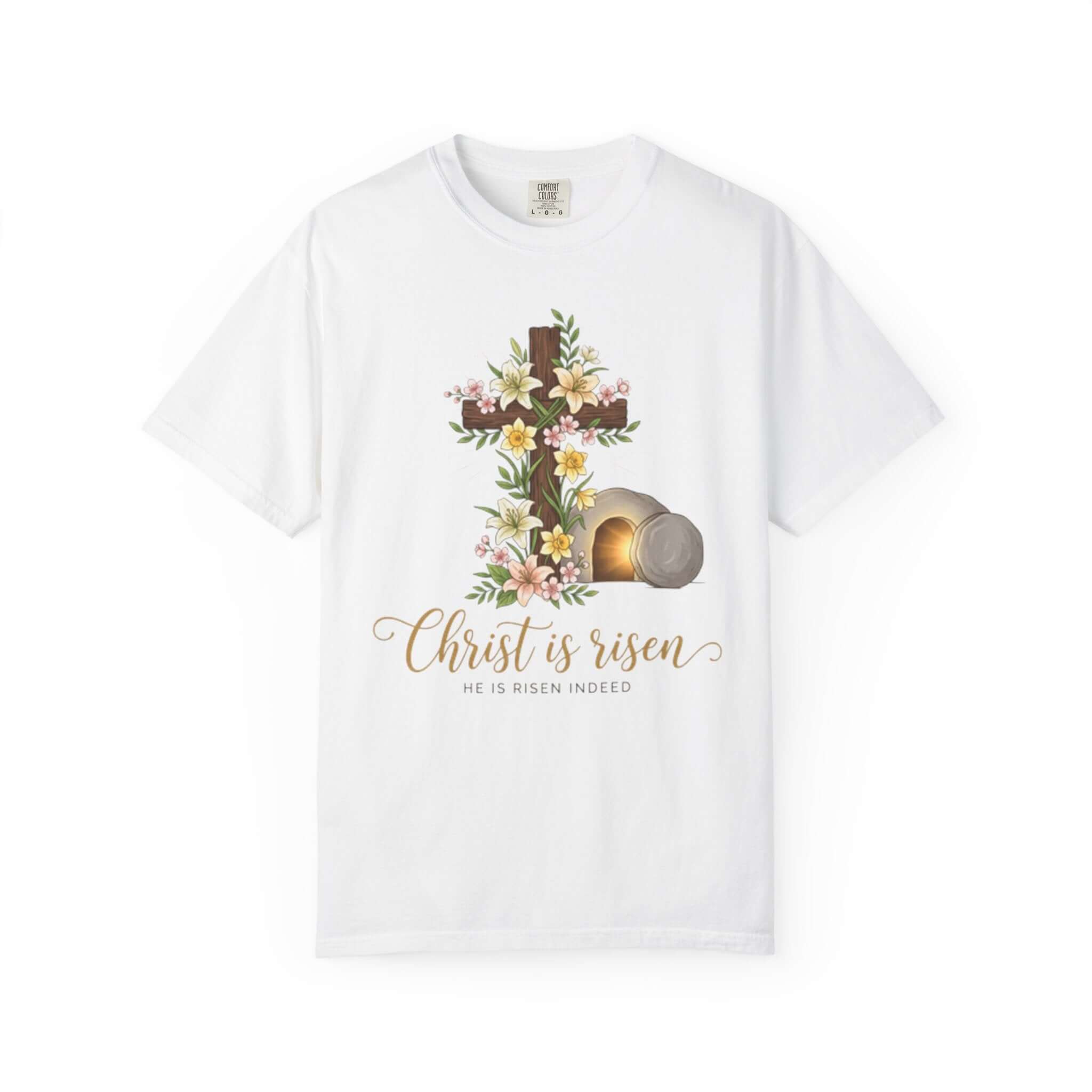 Infant apparel T Shirt White Floral Cross & Empty Tomb Christian Tee