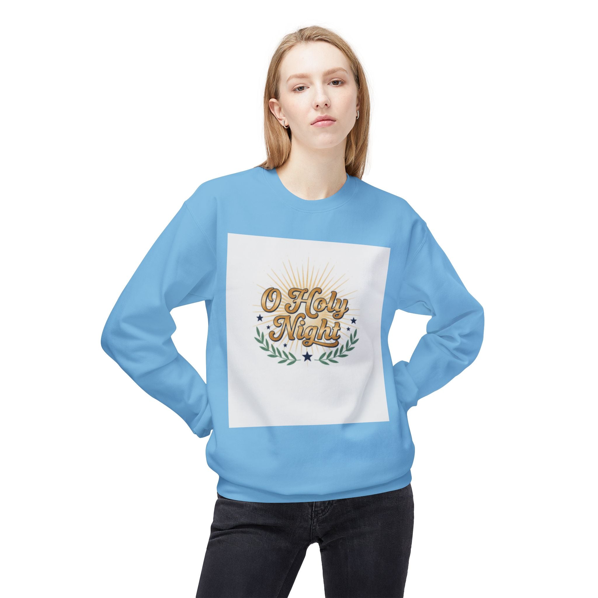 christian sweatshirt O Holy Night Christmas Crewneck Sweatshirt blue