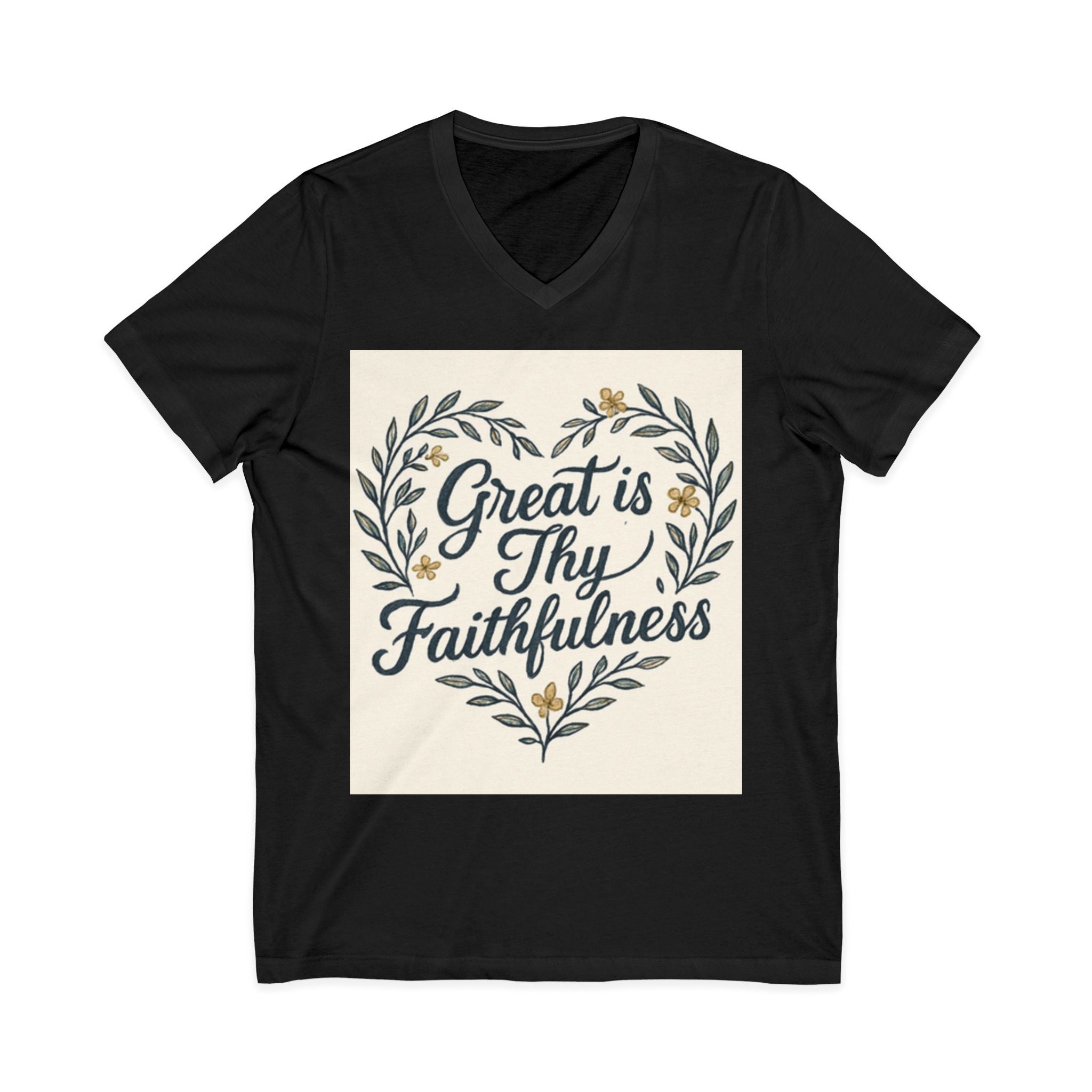 Faithfulness V-Neck Tee, Biblical Quote, Christian Apparel