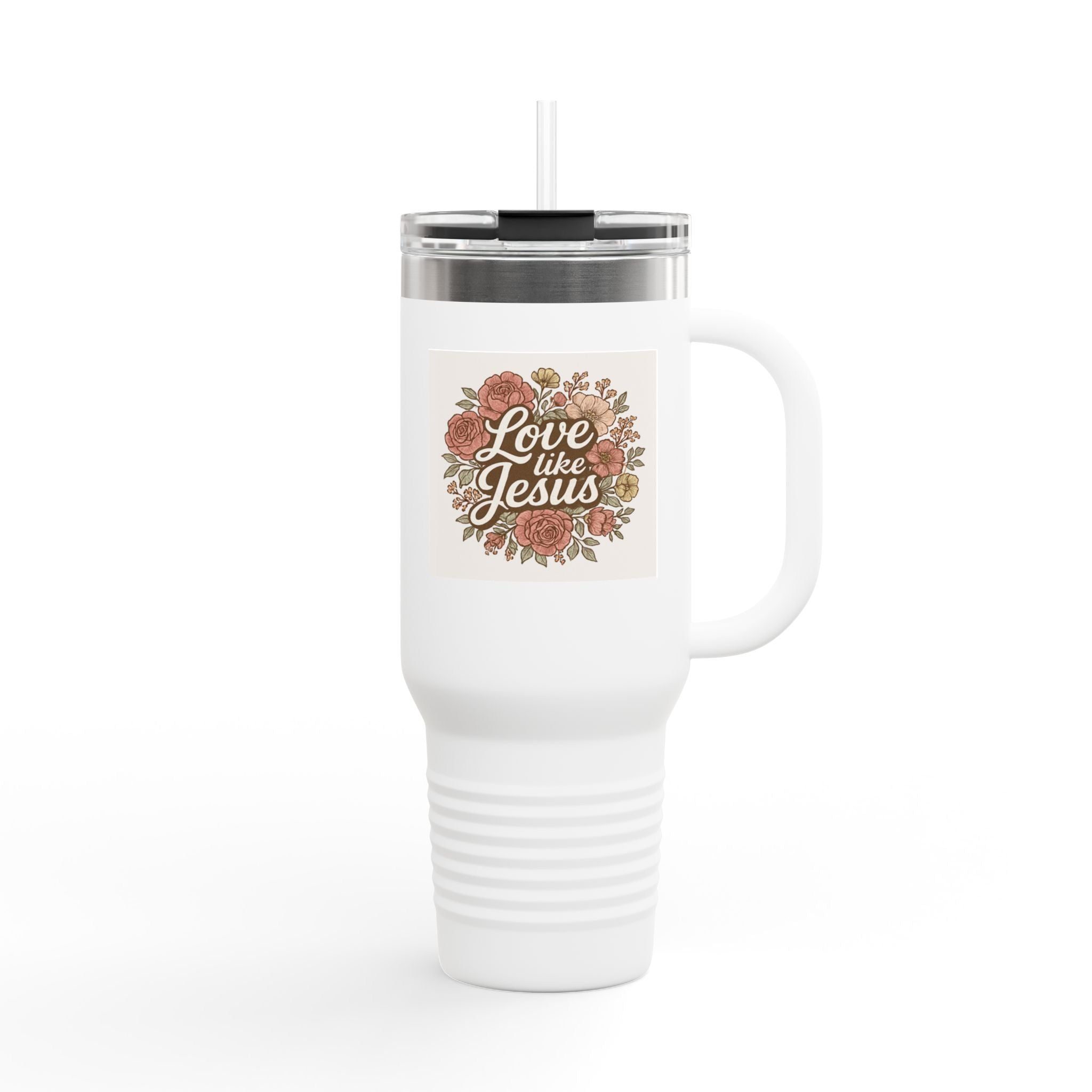 Floral Insulated Travel Mug, 40oz - Love like Jesus Tumbler, Blessed Drinkware