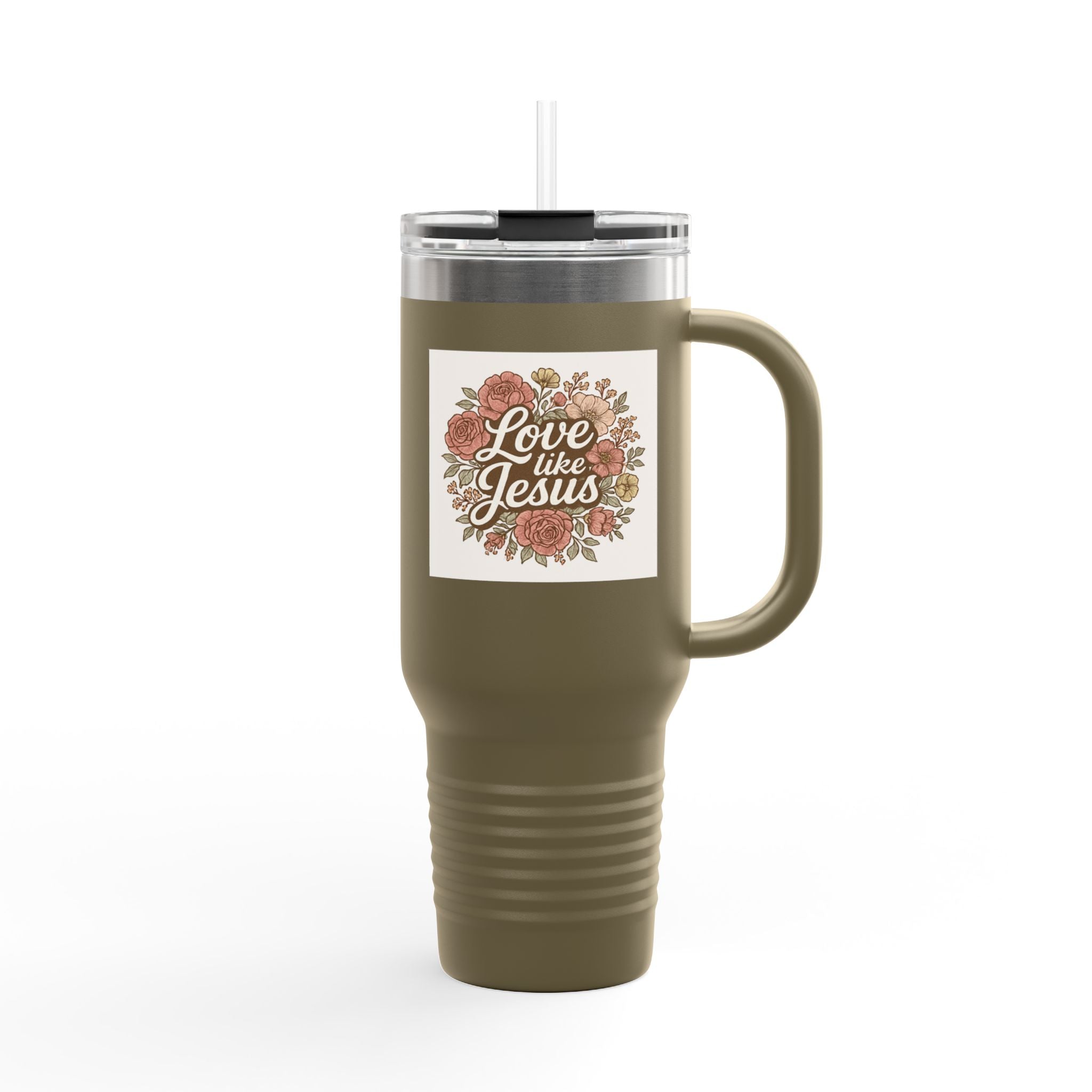 Floral Insulated Travel Mug Floral Insulated Travel Mug, 40oz  brown