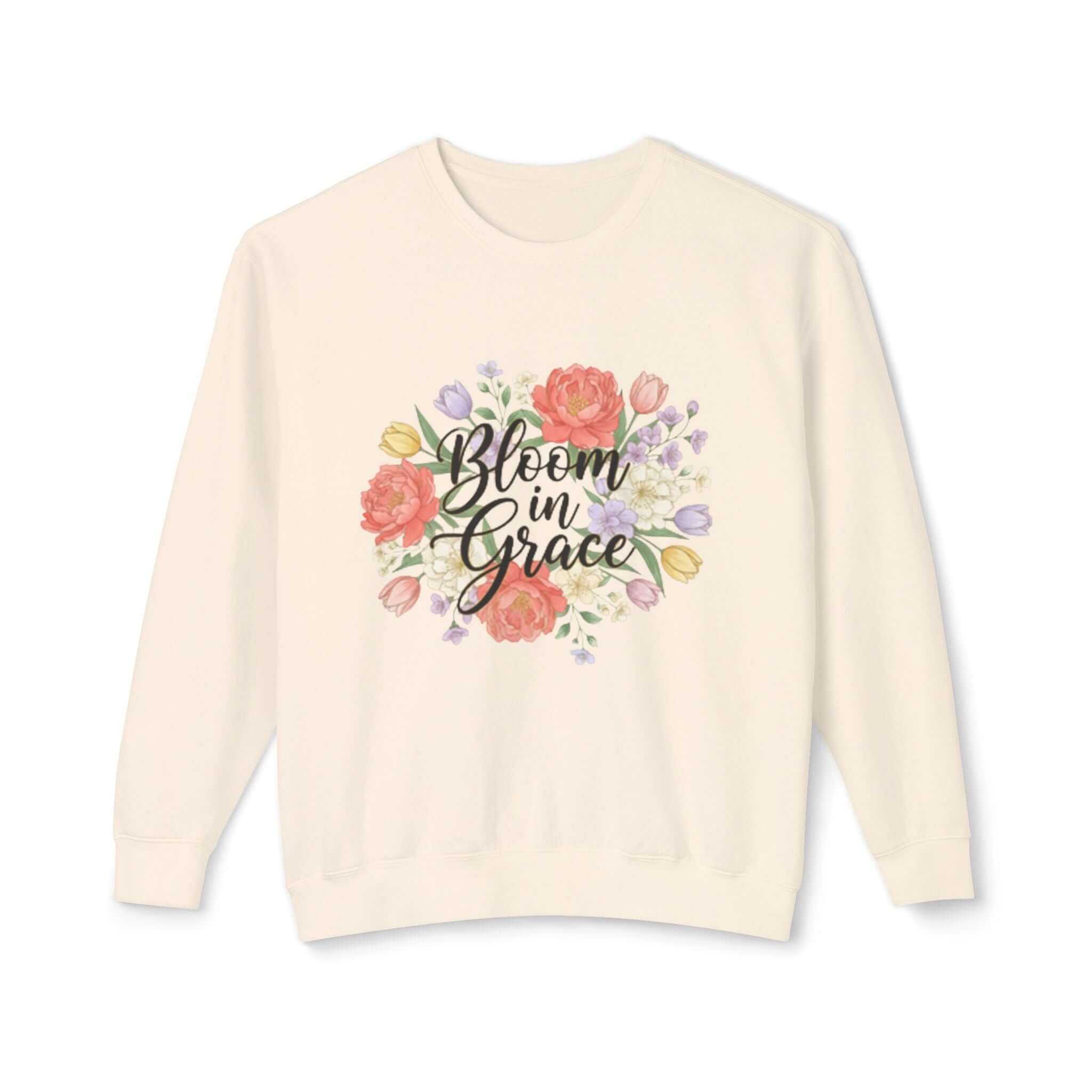 Christian sweatshirt cream Floral Inspirational Crewneck