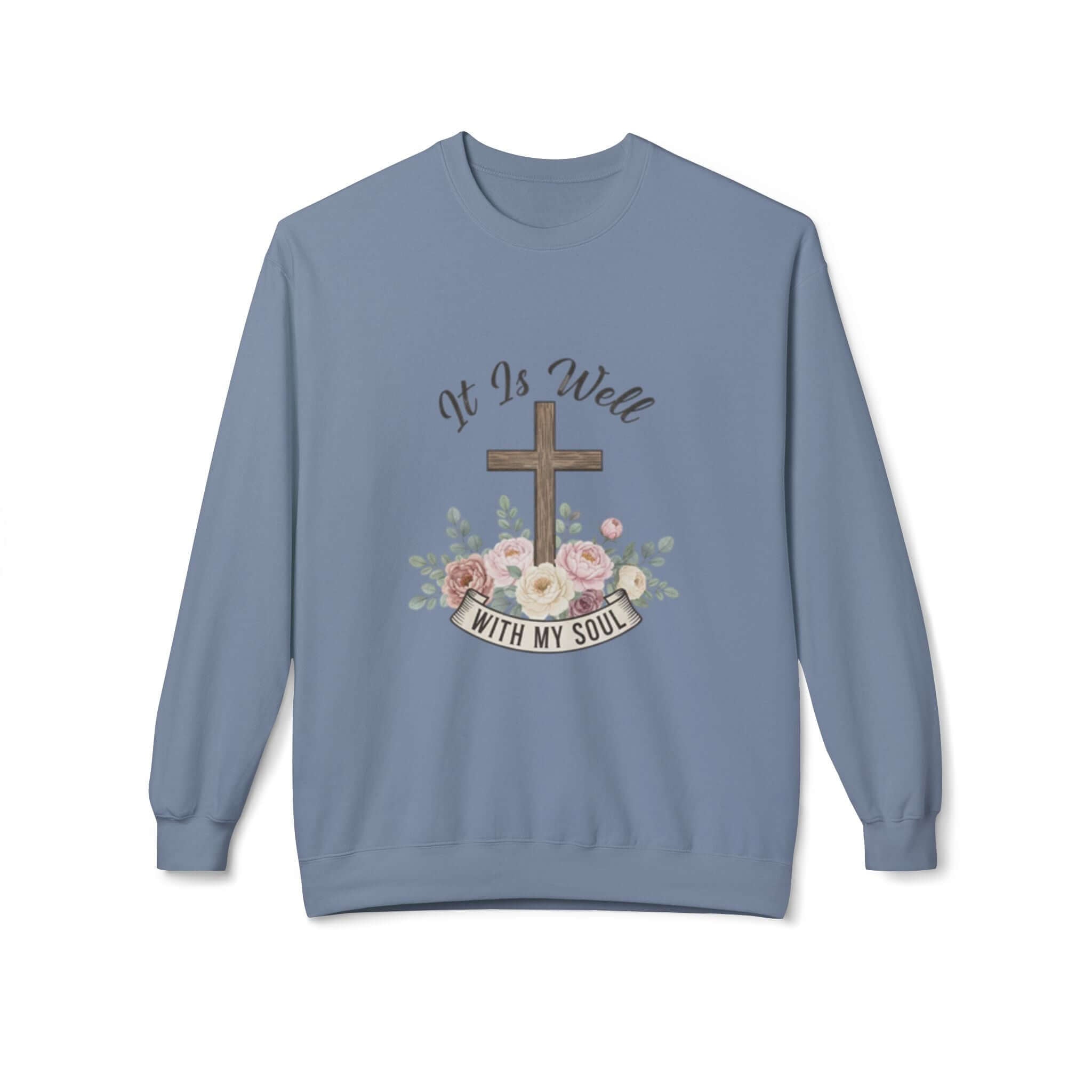christian sweatshirt light blue Easter Christian Crewneck