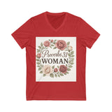 Proverbs 31 Woman V-Neck Tee, Floral Tee, Scripture Shirt