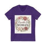 Proverbs 31 Woman V-Neck Tee, Floral Tee, Scripture Shirt