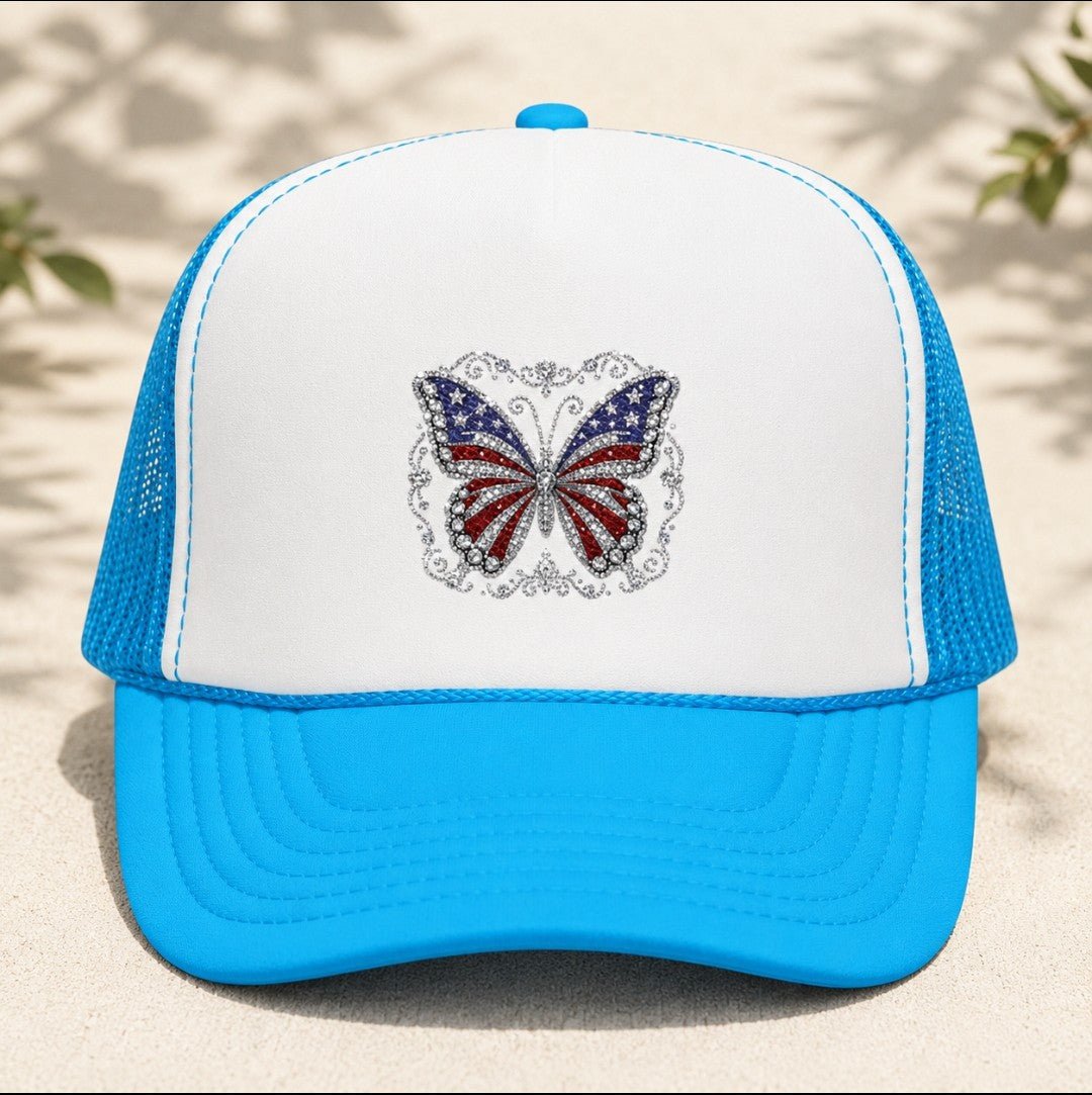 American Butterfly Trucker Hat — Patriotic Butterfly Mesh Cap - faithcovenant