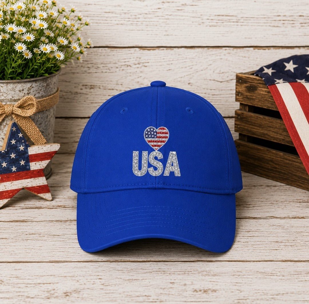 USA Patriotic Heart Baseball Cap - faithcovenant