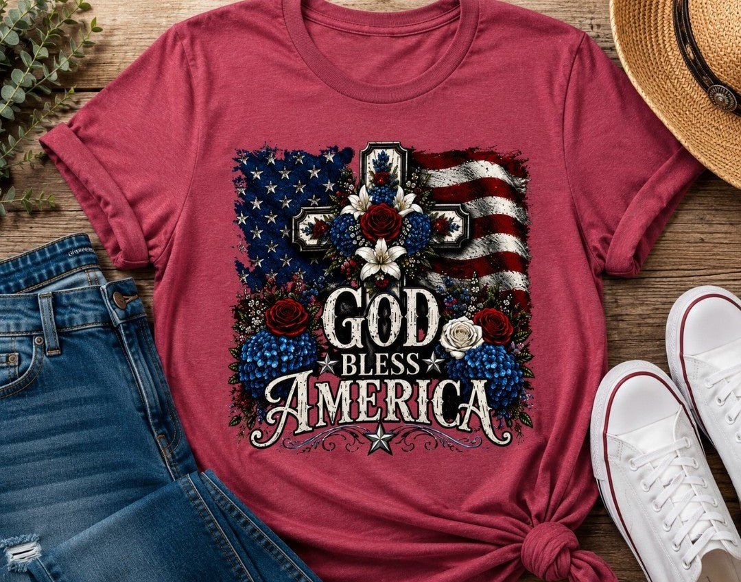 God Bless America Tee — Patriotic USA Cotton T-Shirt