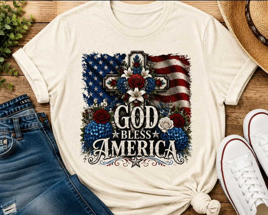 God Bless America Tee — Patriotic USA Cotton T-Shirt