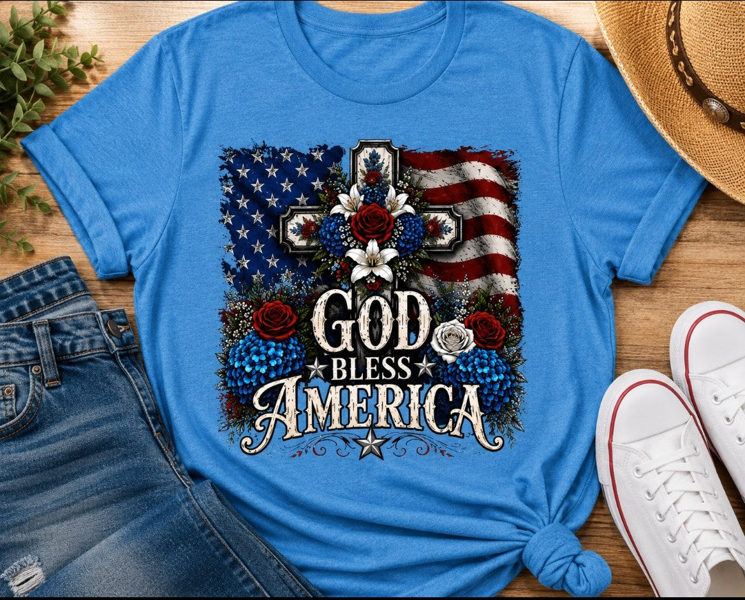 God Bless America Tee — Patriotic USA Cotton T-Shirt