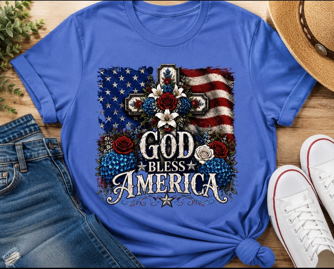 God Bless America Tee — Patriotic USA Cotton T-Shirt