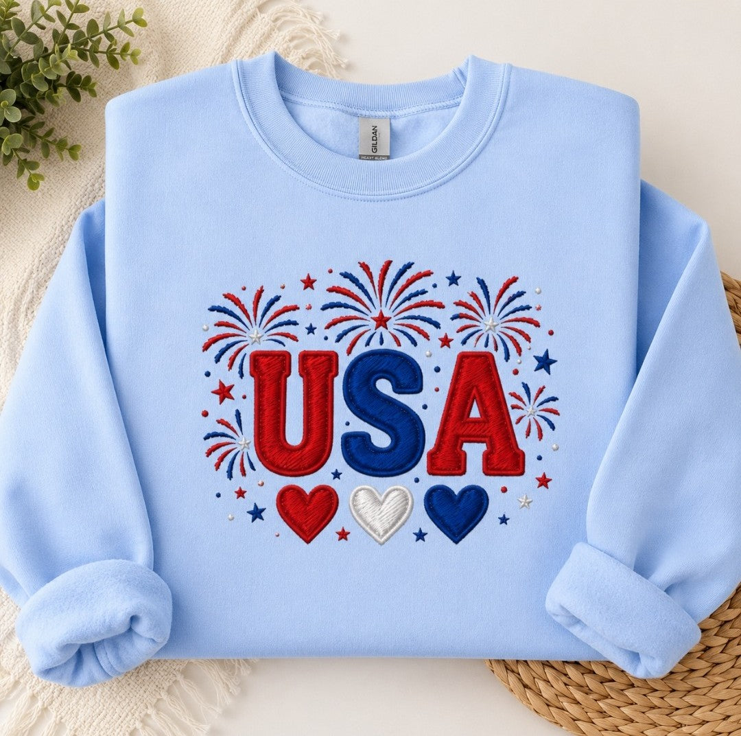 USA Embroidered Crewneck Sweatshirt