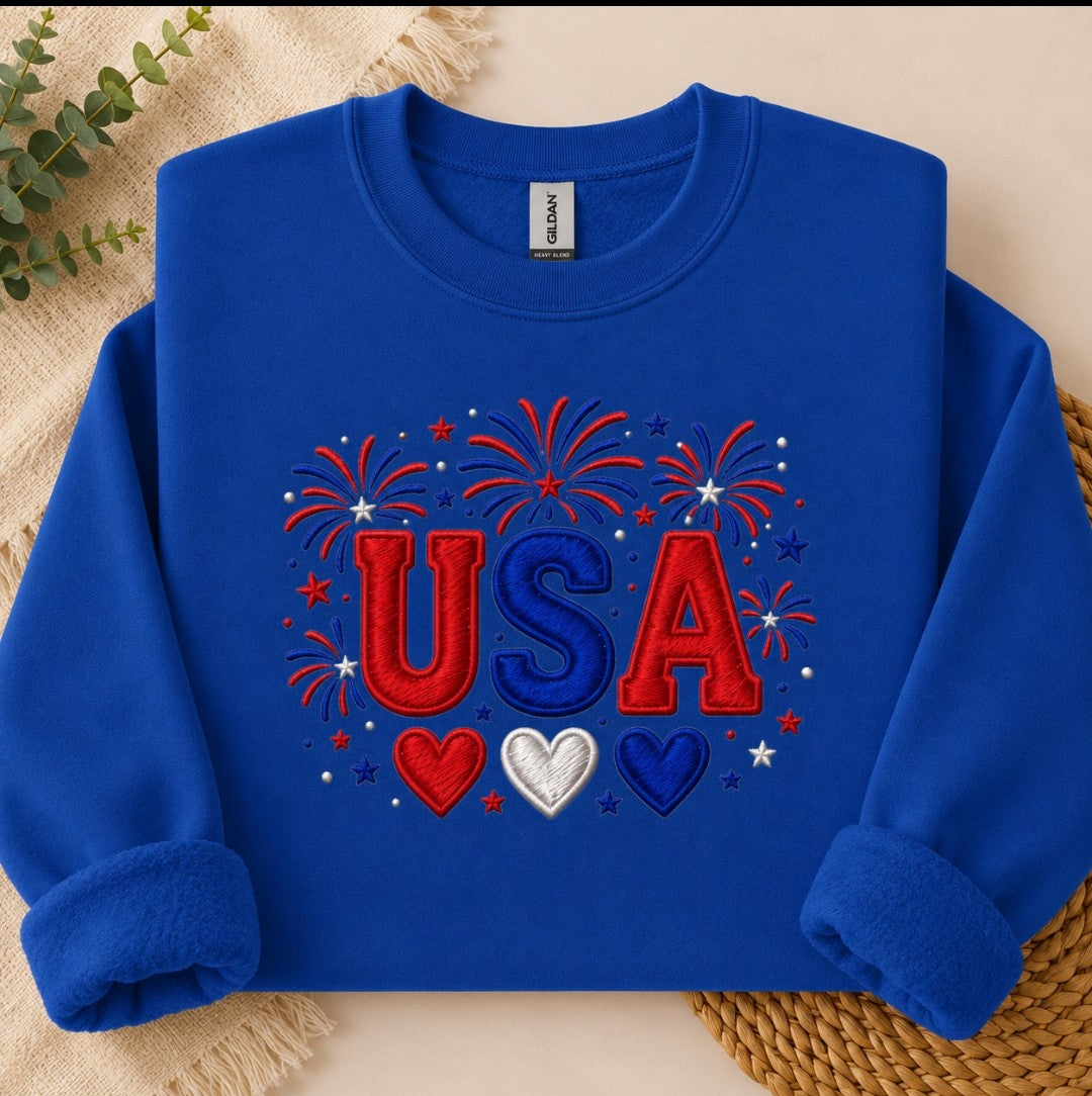 USA Embroidered Crewneck Sweatshirt