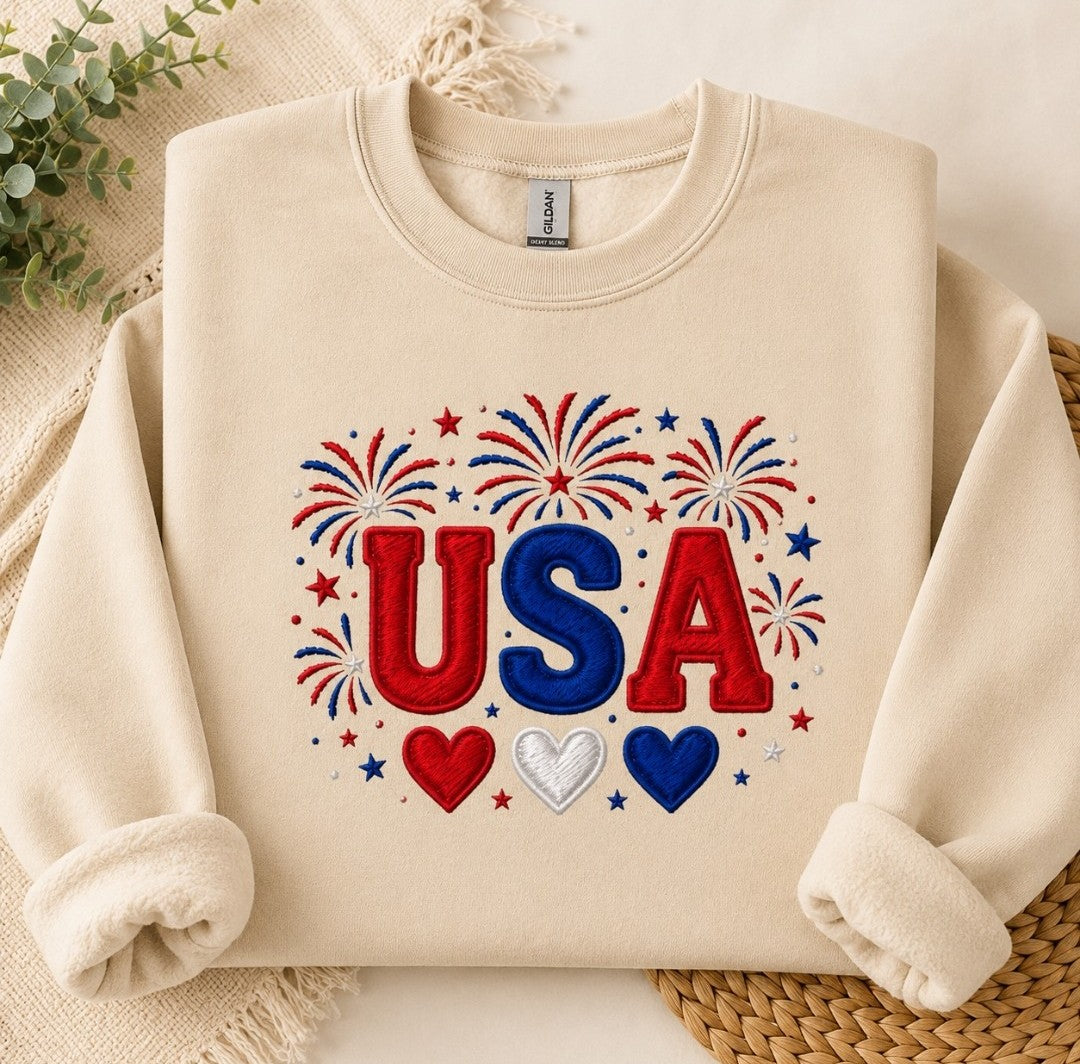 USA Embroidered Crewneck Sweatshirt