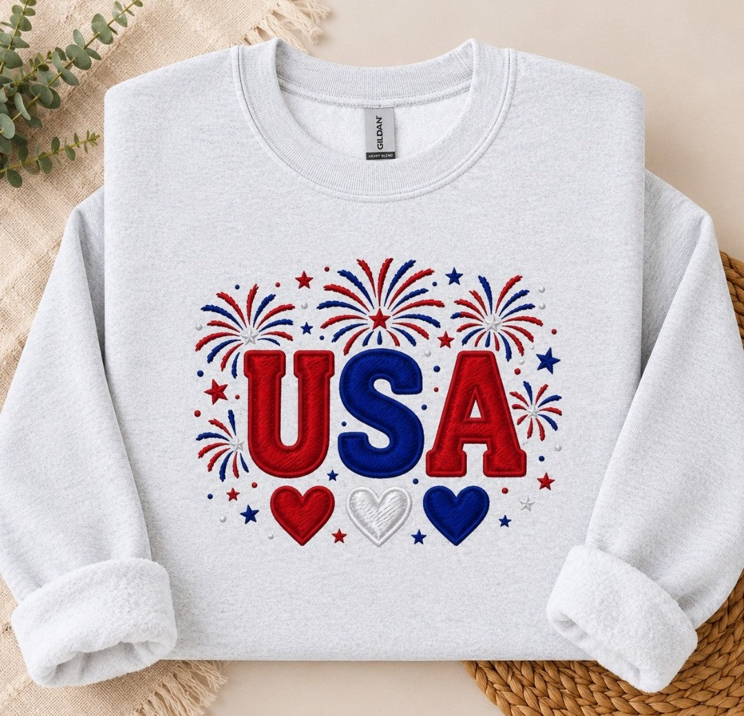 USA Embroidered Crewneck Sweatshirt
