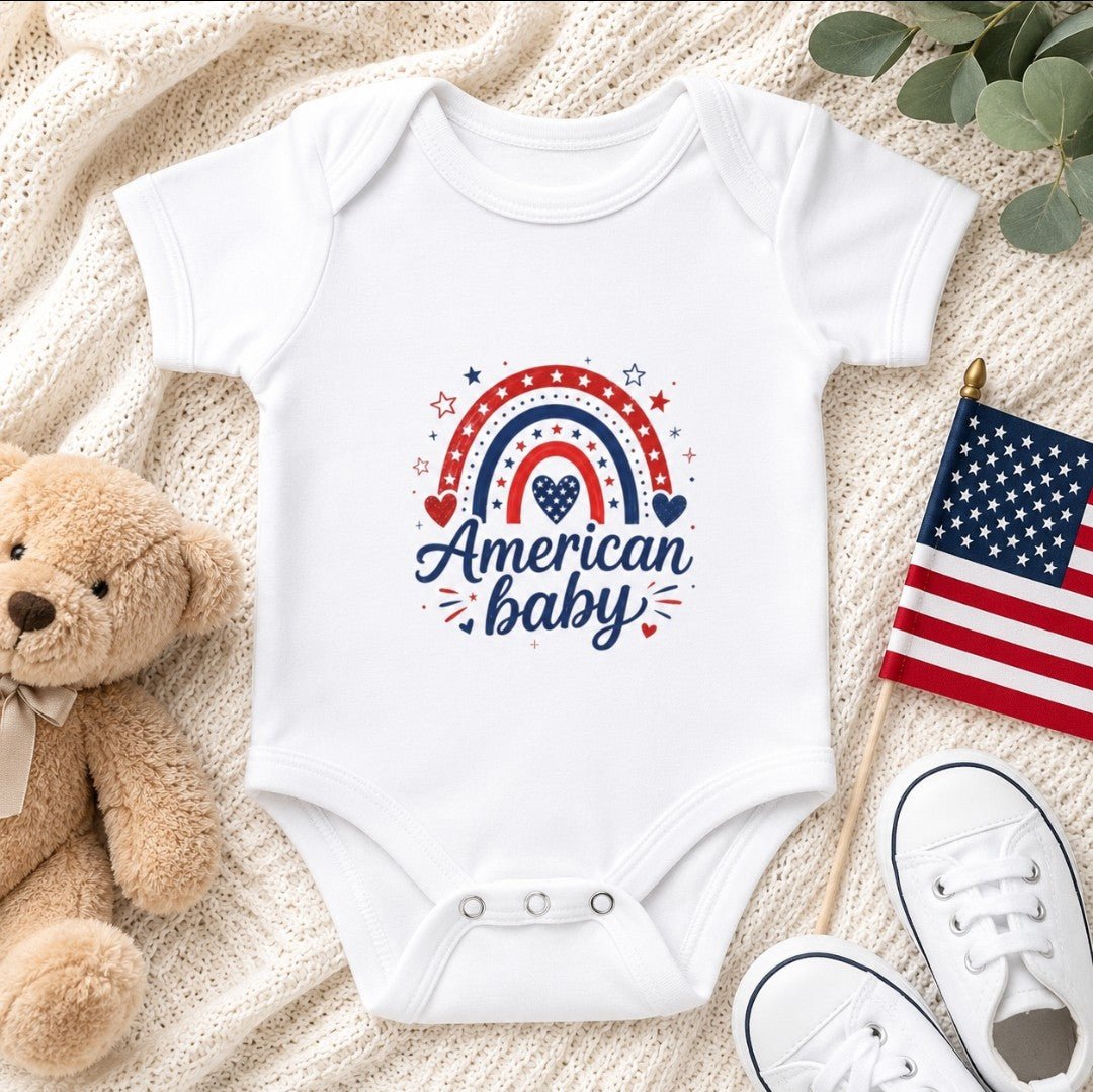 Patriotic Rainbow Baby Bodysuit — American Baby Onesie - faithcovenant