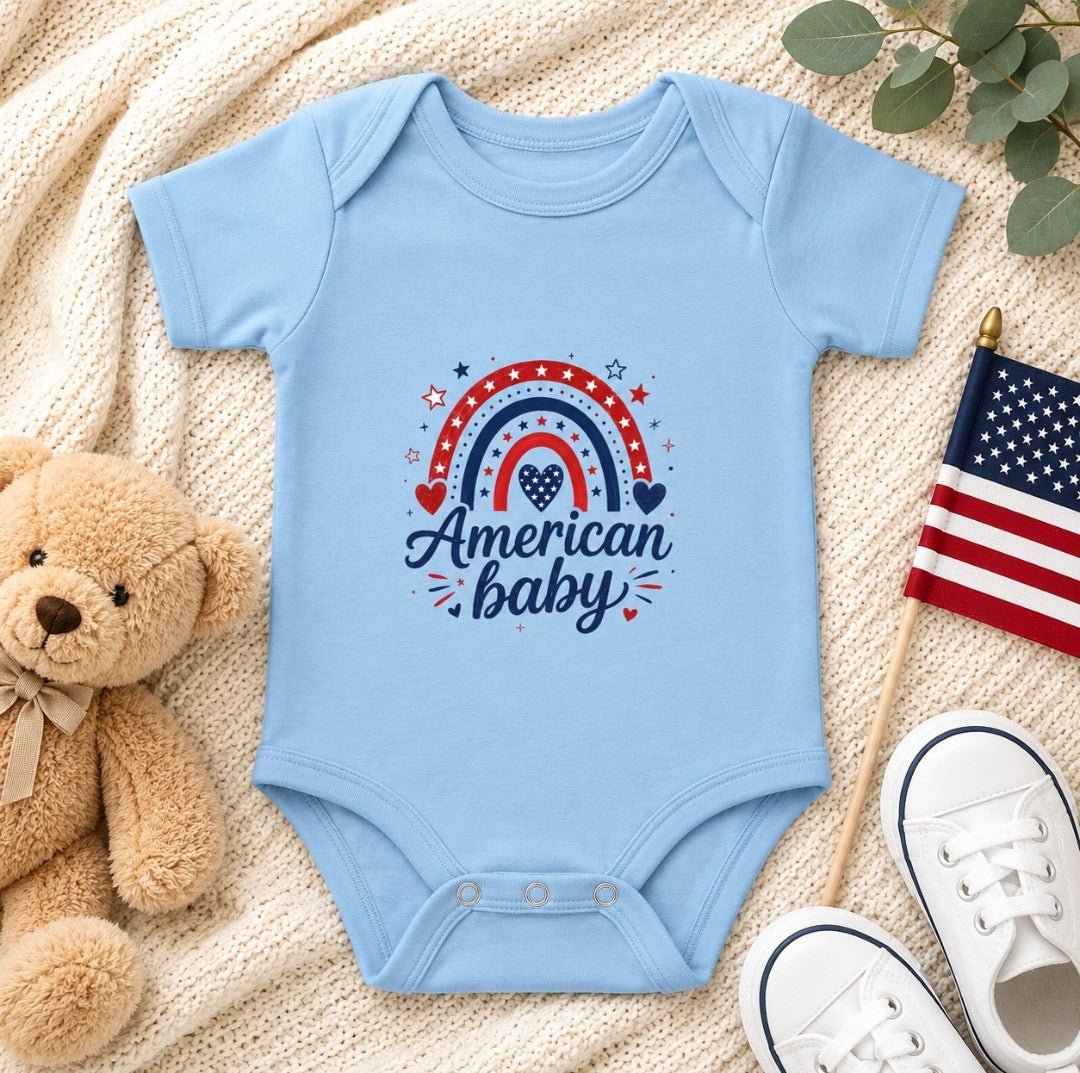 Patriotic Rainbow Baby Bodysuit — American Baby Onesie - faithcovenant