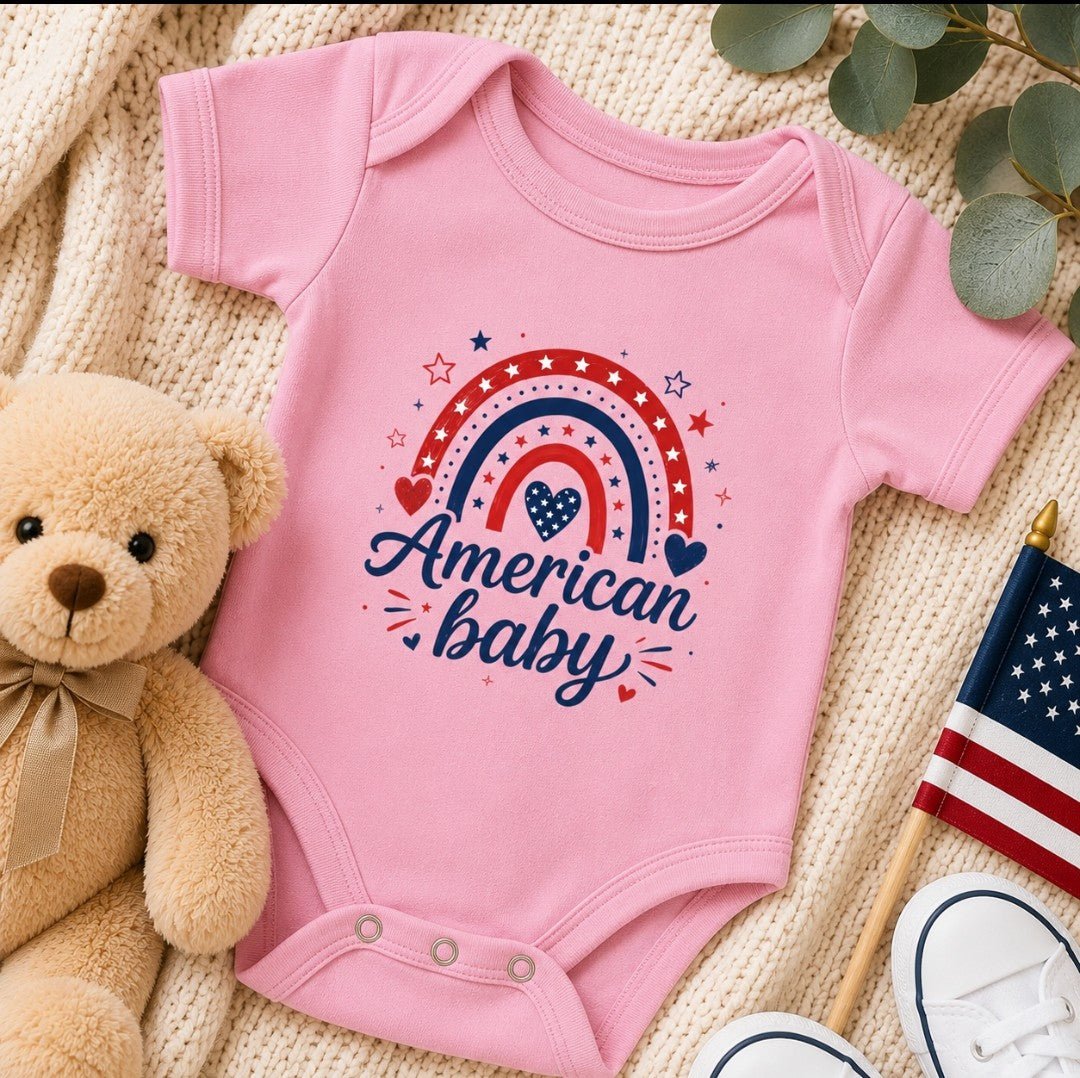 Patriotic Rainbow Baby Bodysuit — American Baby Onesie - faithcovenant