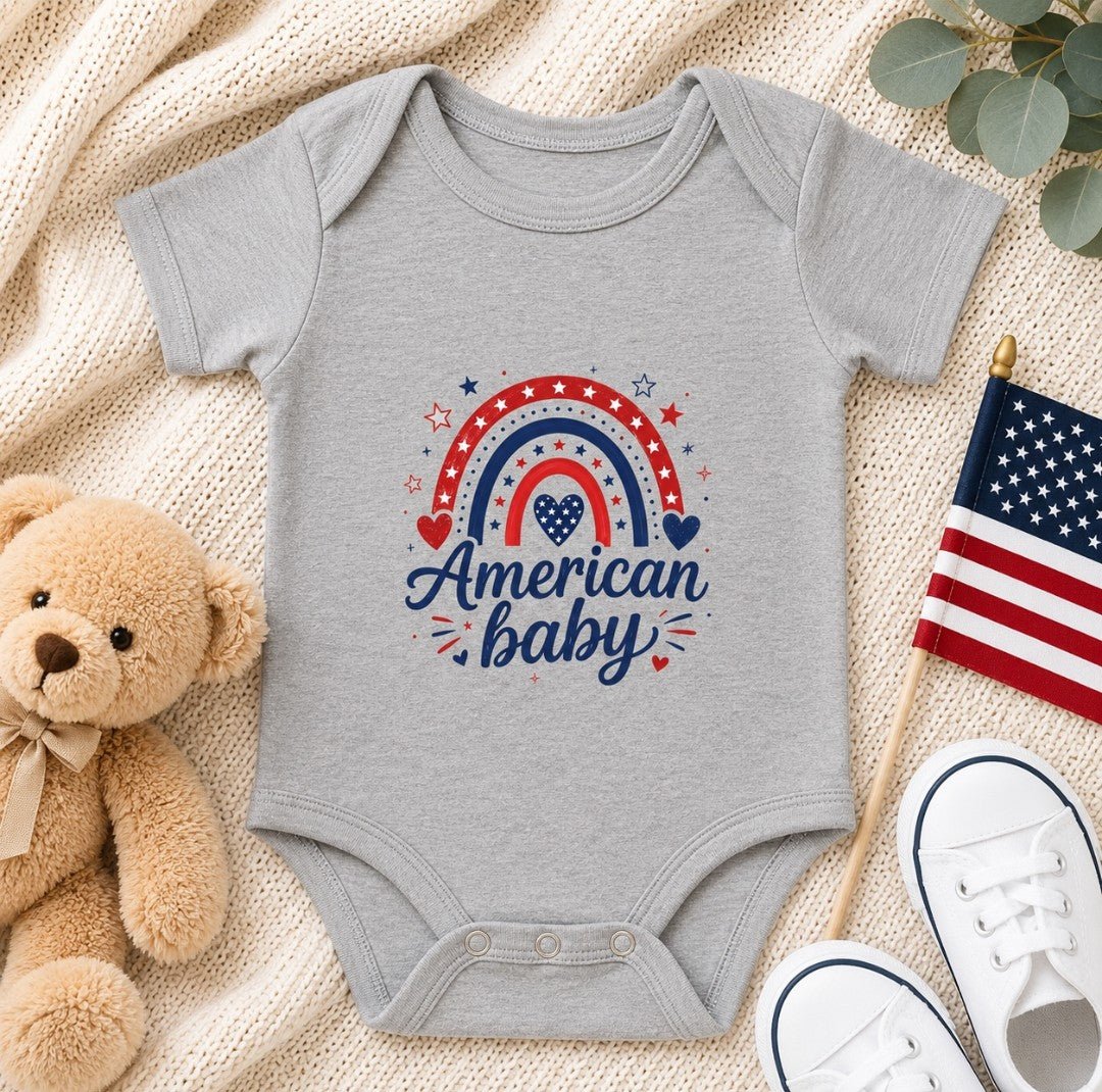 Patriotic Rainbow Baby Bodysuit — American Baby Onesie - faithcovenant