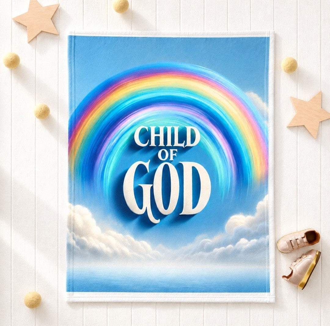 Rainbow Child of God Fleece Blanket, Soft Baby Blanket, Nursery Decor - faithcovenant