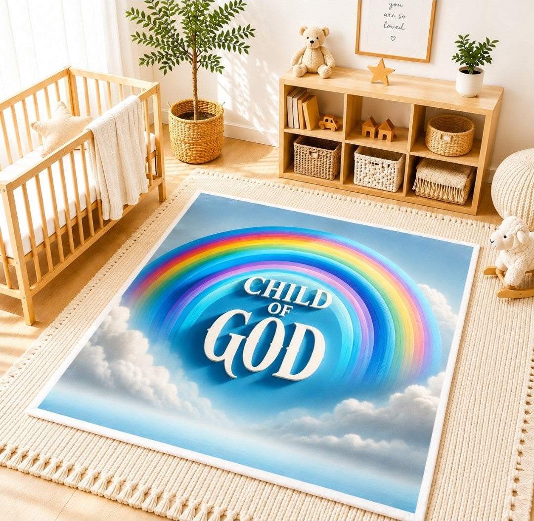 Rainbow Child of God Fleece Blanket, Soft Baby Blanket, Nursery Decor - faithcovenant