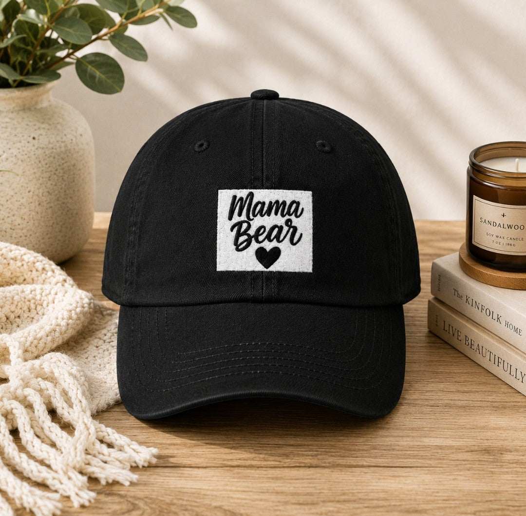Mama Bear Denim Hat, Embroidered Hat, Denim Cap, Gift for Mom