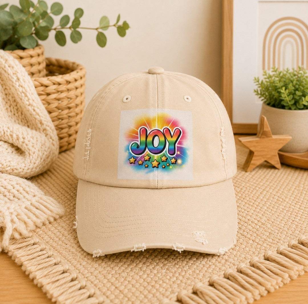 Joy Distressed Cap, Casual Wear, Distressed Cap