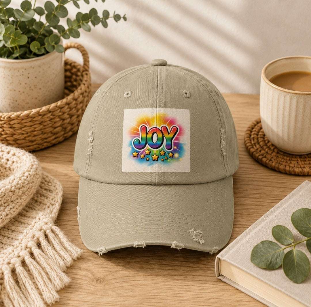 Joy Distressed Cap, Casual Wear, Distressed Cap - faithcovenant