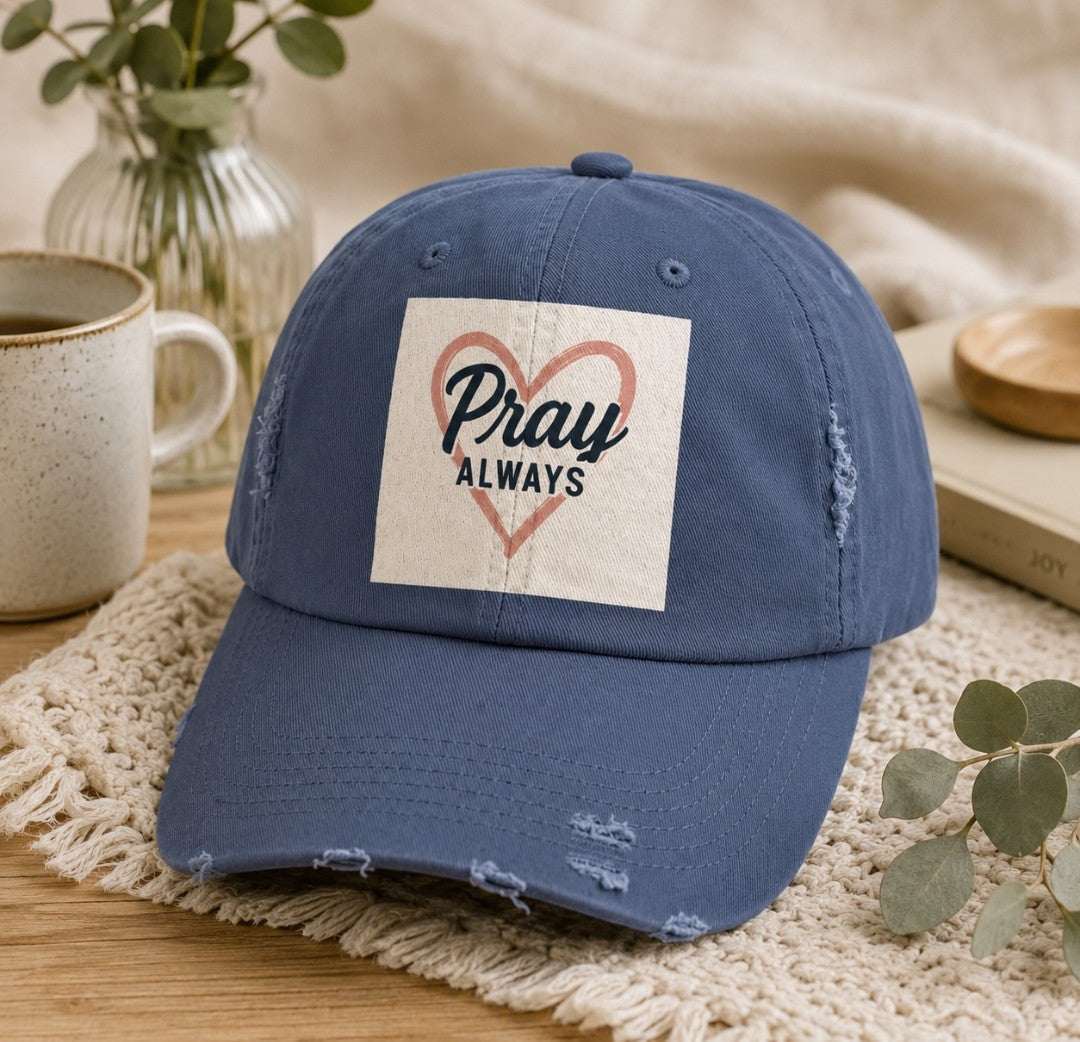 Pray Always Distressed Cap - Faith-Inspired Hat for Everyday Wear, Casual Style - faithcovenant