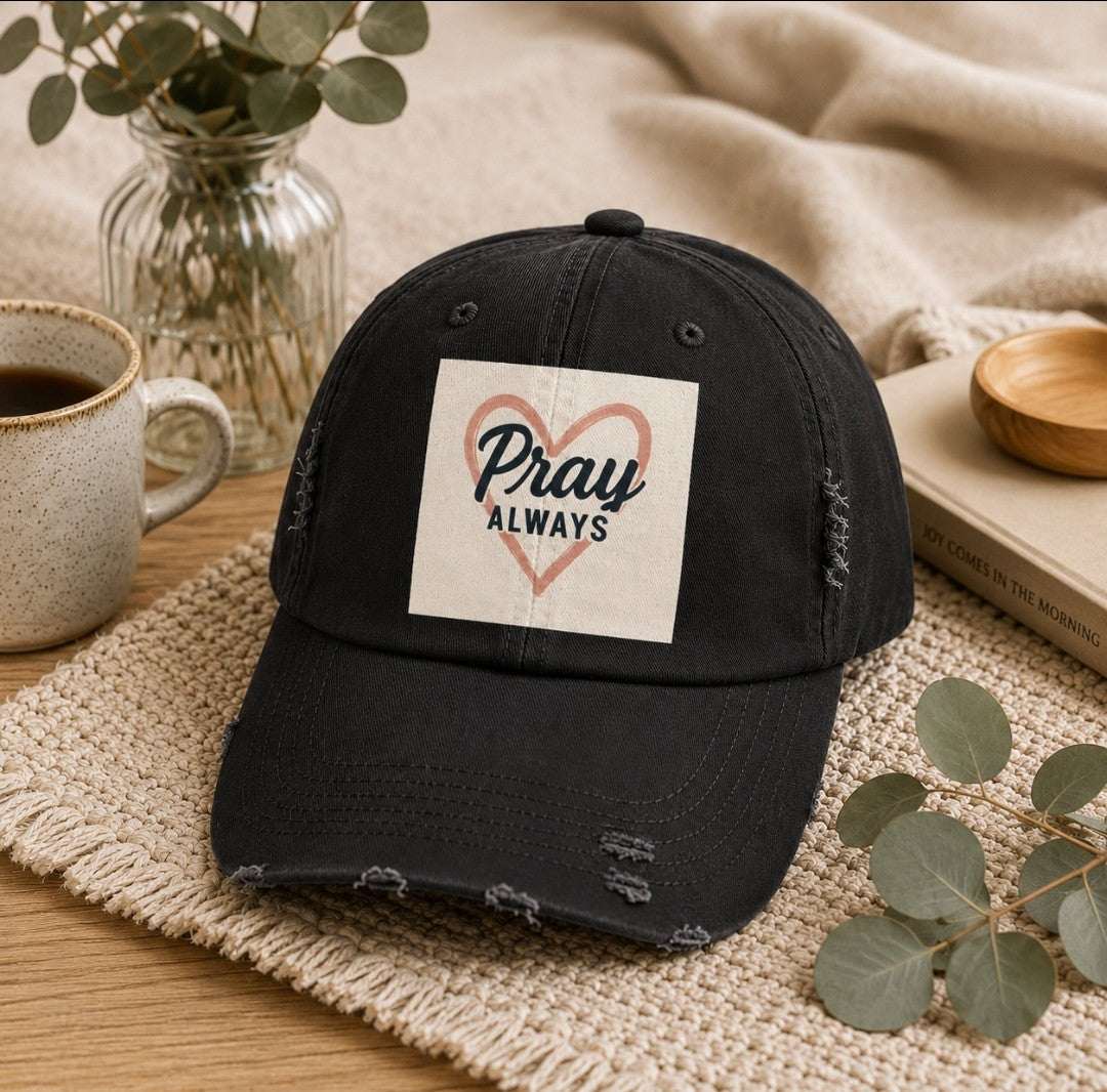 Pray Always Distressed Cap - Faith-Inspired Hat for Everyday Wear, Casual Style - faithcovenant