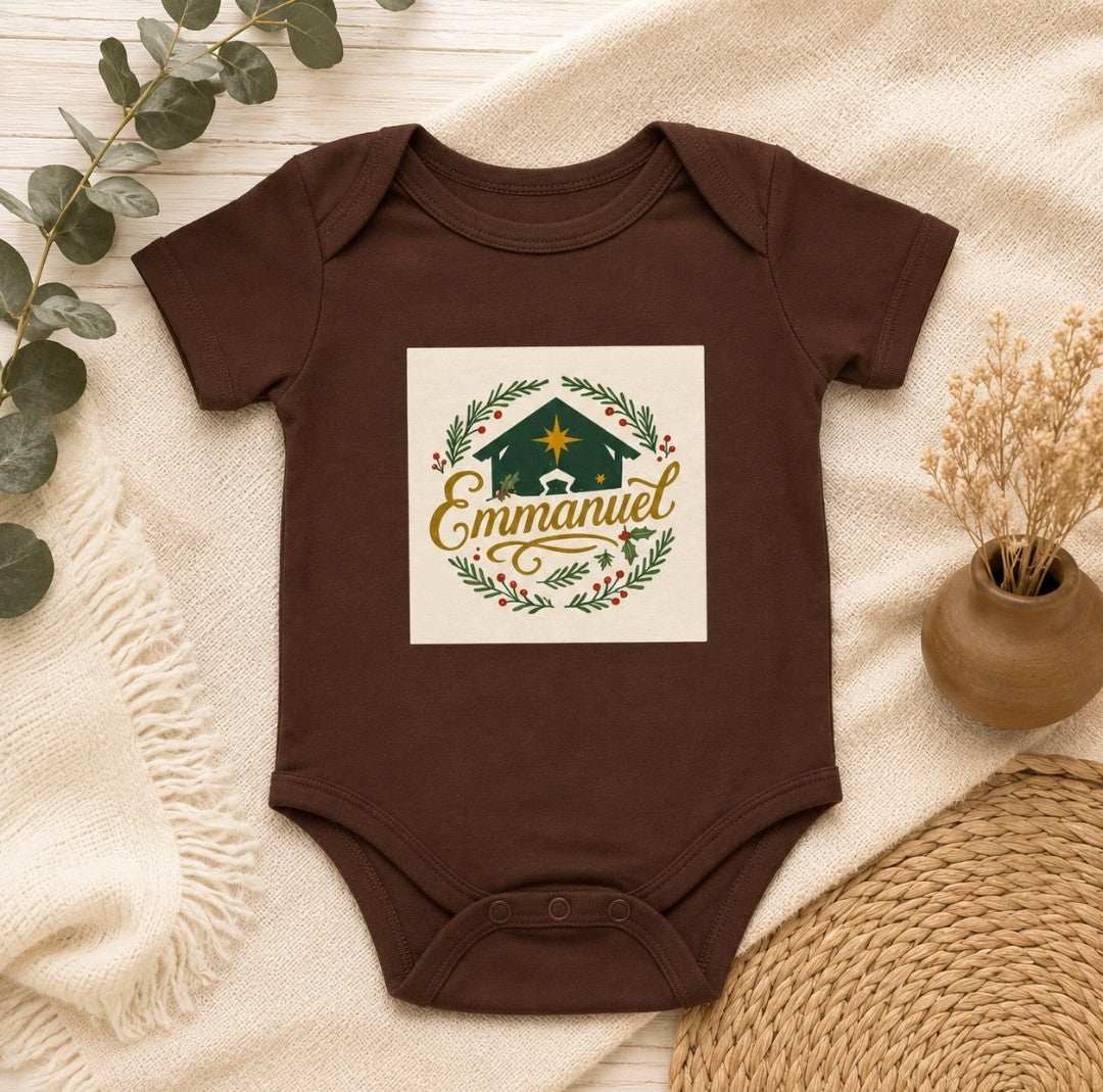 Emmanuel Christmas Infant Bodysuit — Baby Rib Onesie, 'Emmanuel' Holiday Gift - faithcovenant