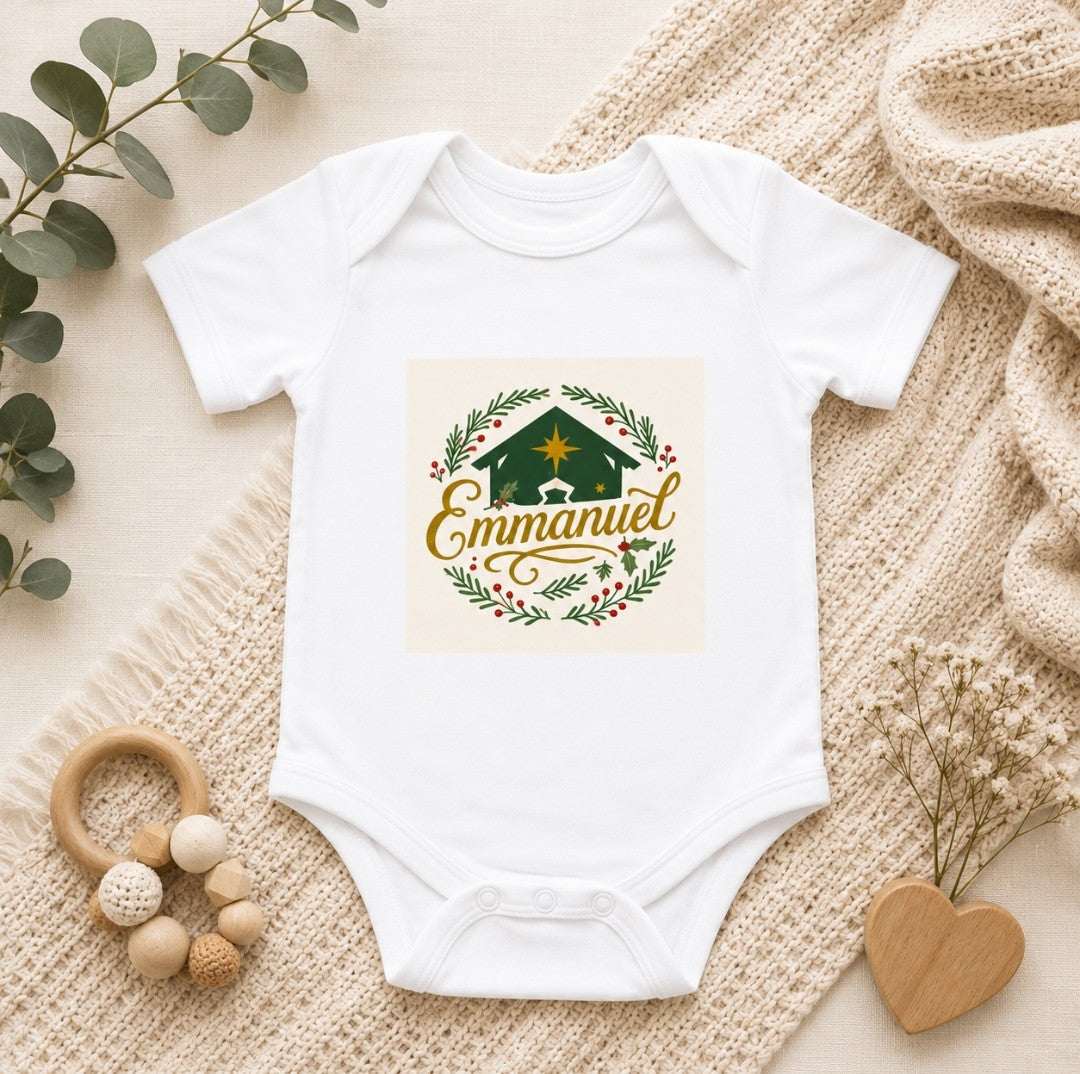 Emmanuel Christmas Infant Bodysuit — Baby Rib Onesie, 'Emmanuel' Holiday Gift - faithcovenant