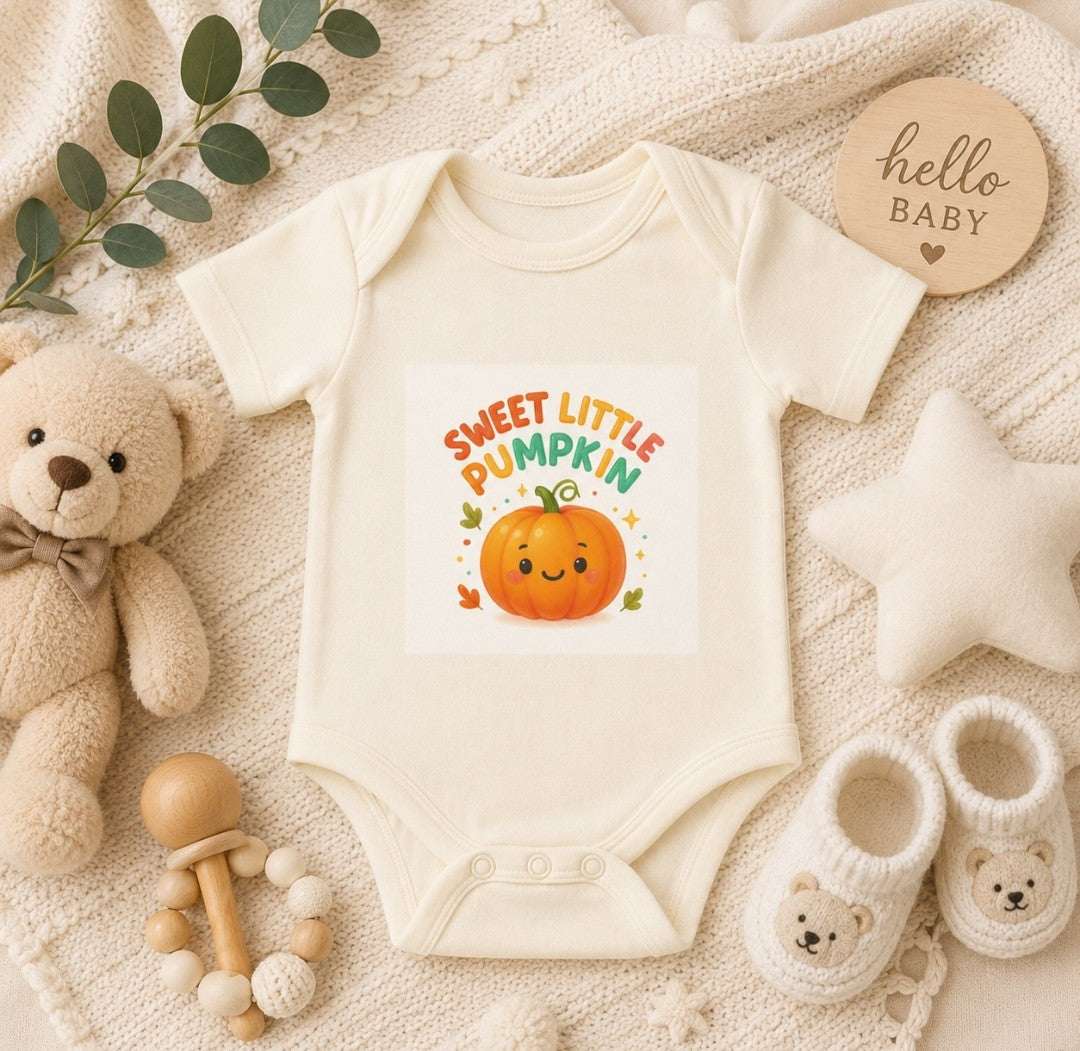 Infant Bodysuit - "Sweet Little Pumpkin" Cute Fall Baby Onesie - faithcovenant