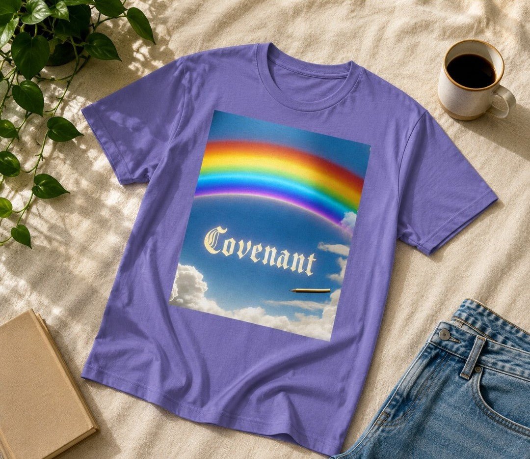 Covenant Rainbow Cotton Tee, Faith Shirt, Rainbow Shirt - faithcovenant
