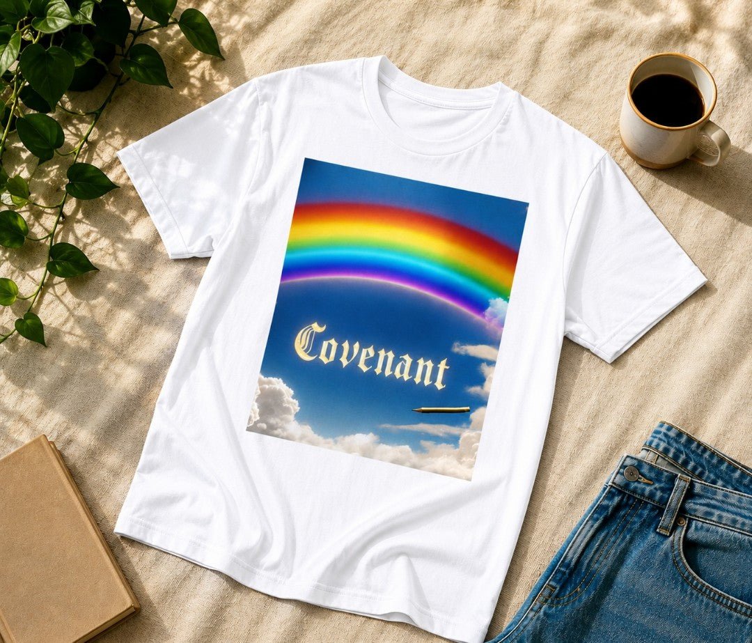 Covenant Rainbow Cotton Tee, Faith Shirt, Rainbow Shirt - faithcovenant