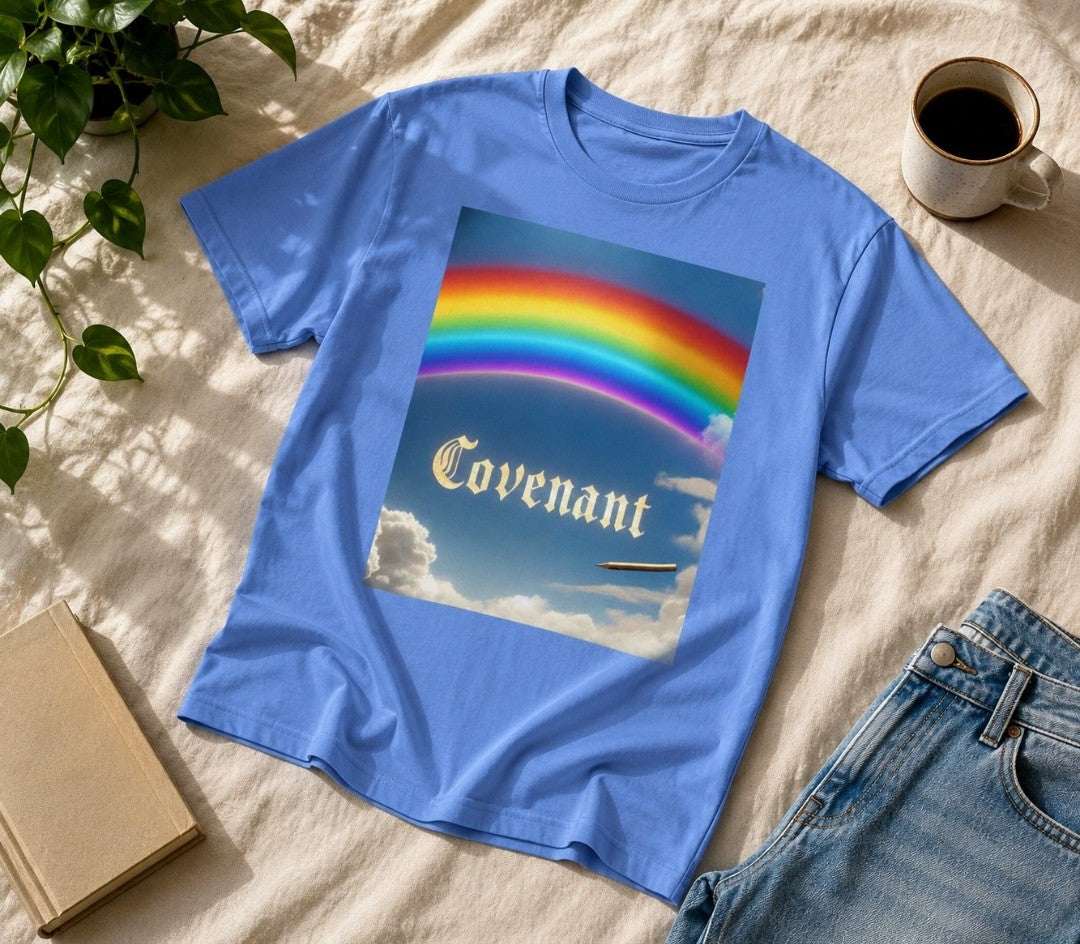 Covenant Rainbow Cotton Tee, Faith Shirt, Rainbow Shirt - faithcovenant