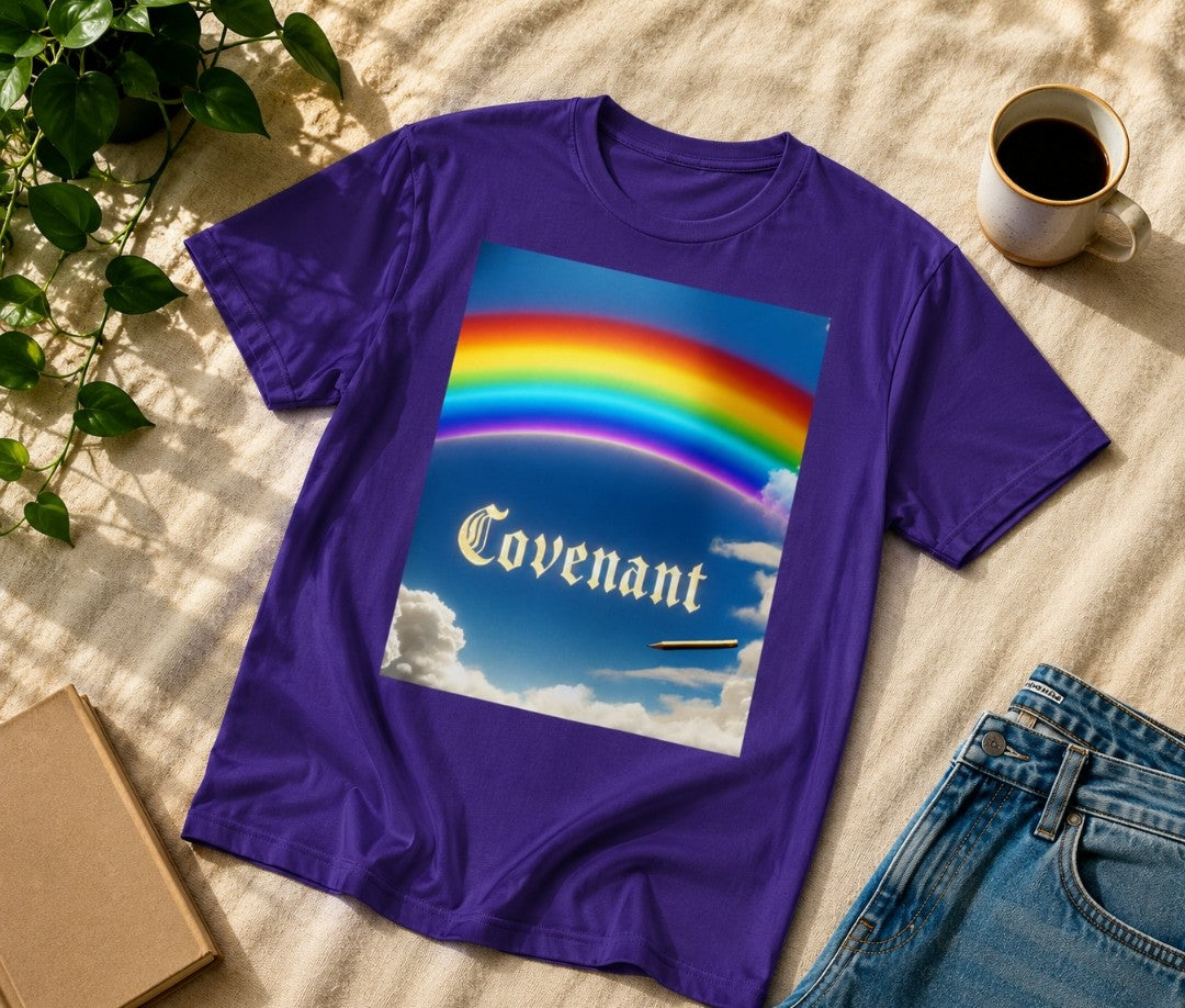 Covenant Rainbow Cotton Tee, Faith Shirt, Rainbow Shirt
