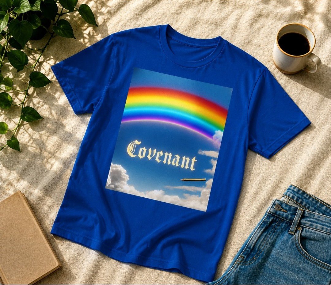 Covenant Rainbow Cotton Tee, Faith Shirt, Rainbow Shirt - faithcovenant