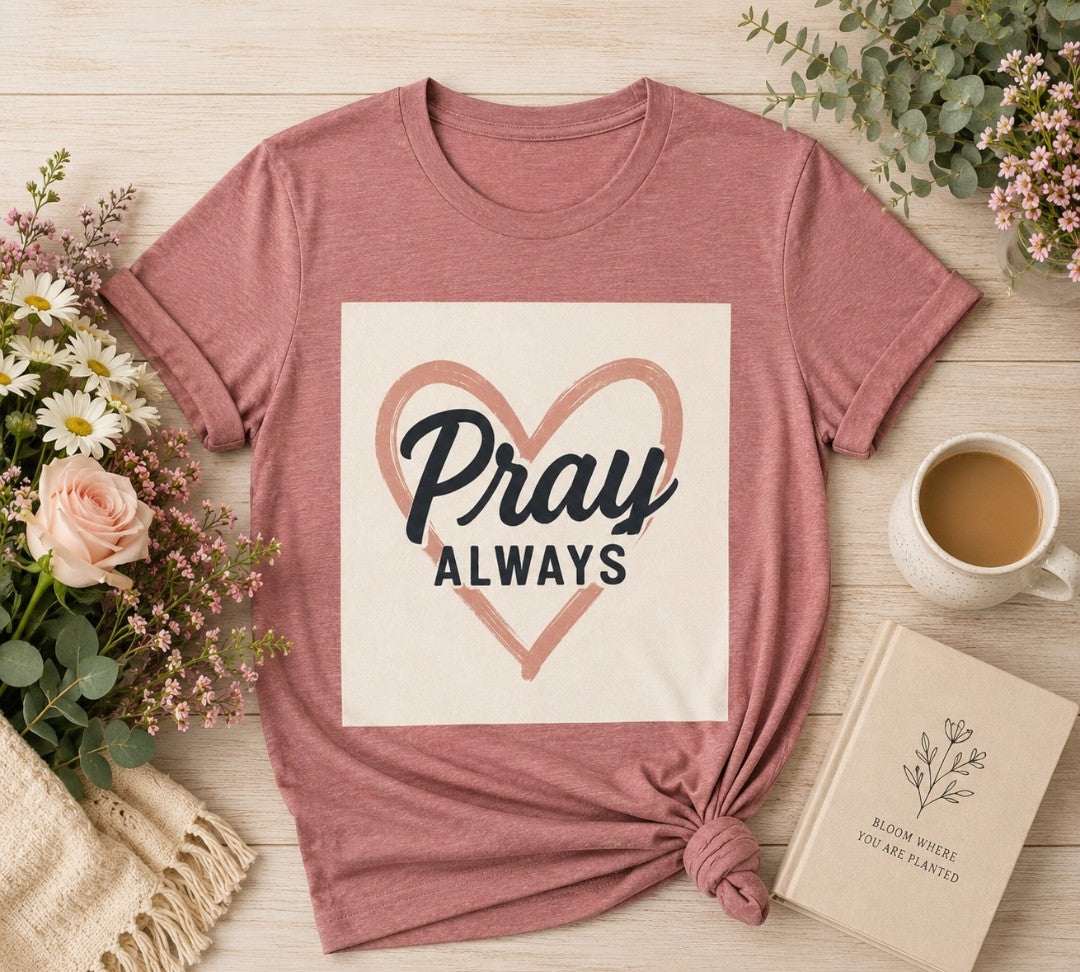Pray Always T-Shirt, Faith Apparel, Inspirational Tee - faithcovenant