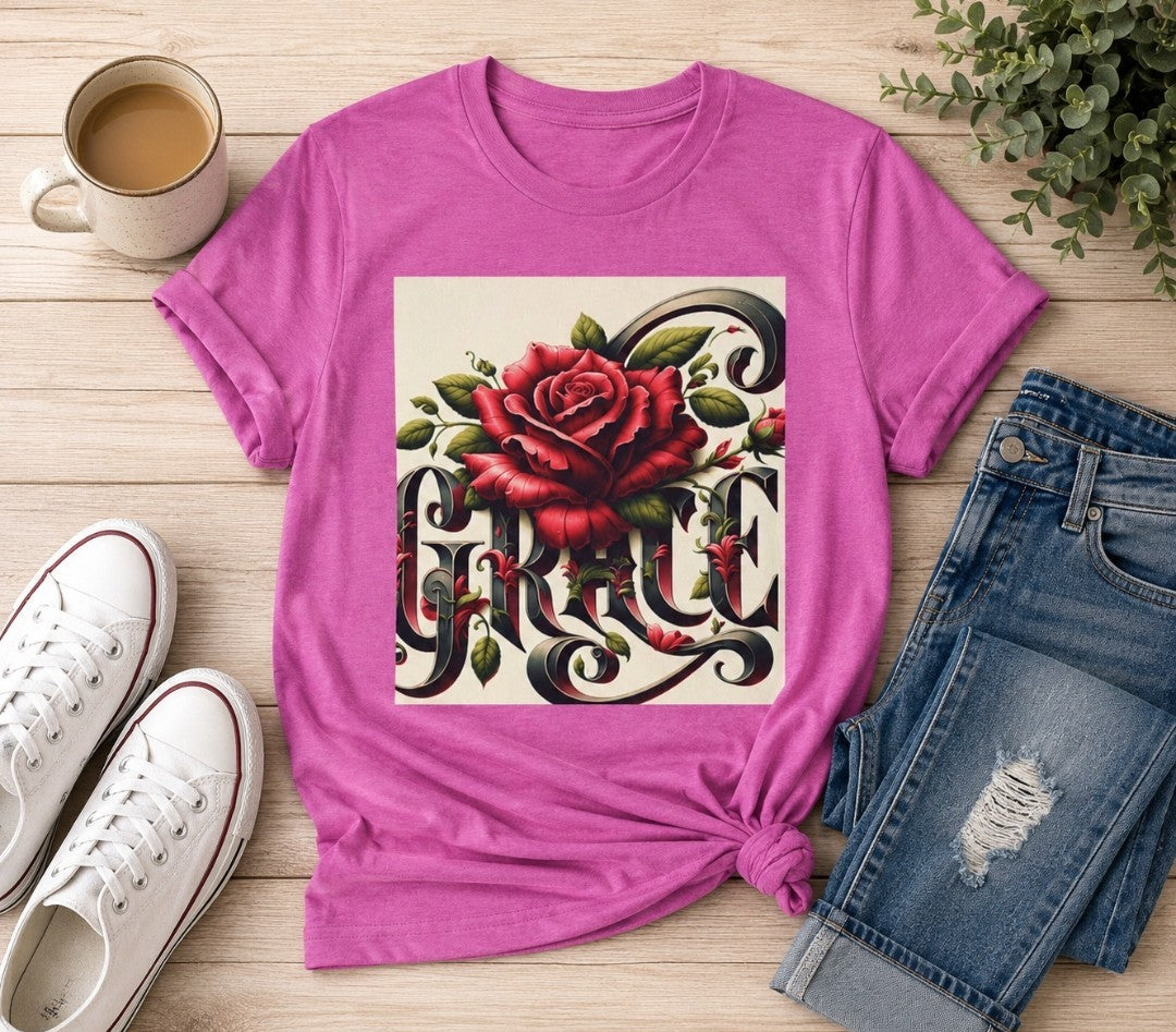 Grace Rose T-Shirt, Faith Shirt, Christian Apparel