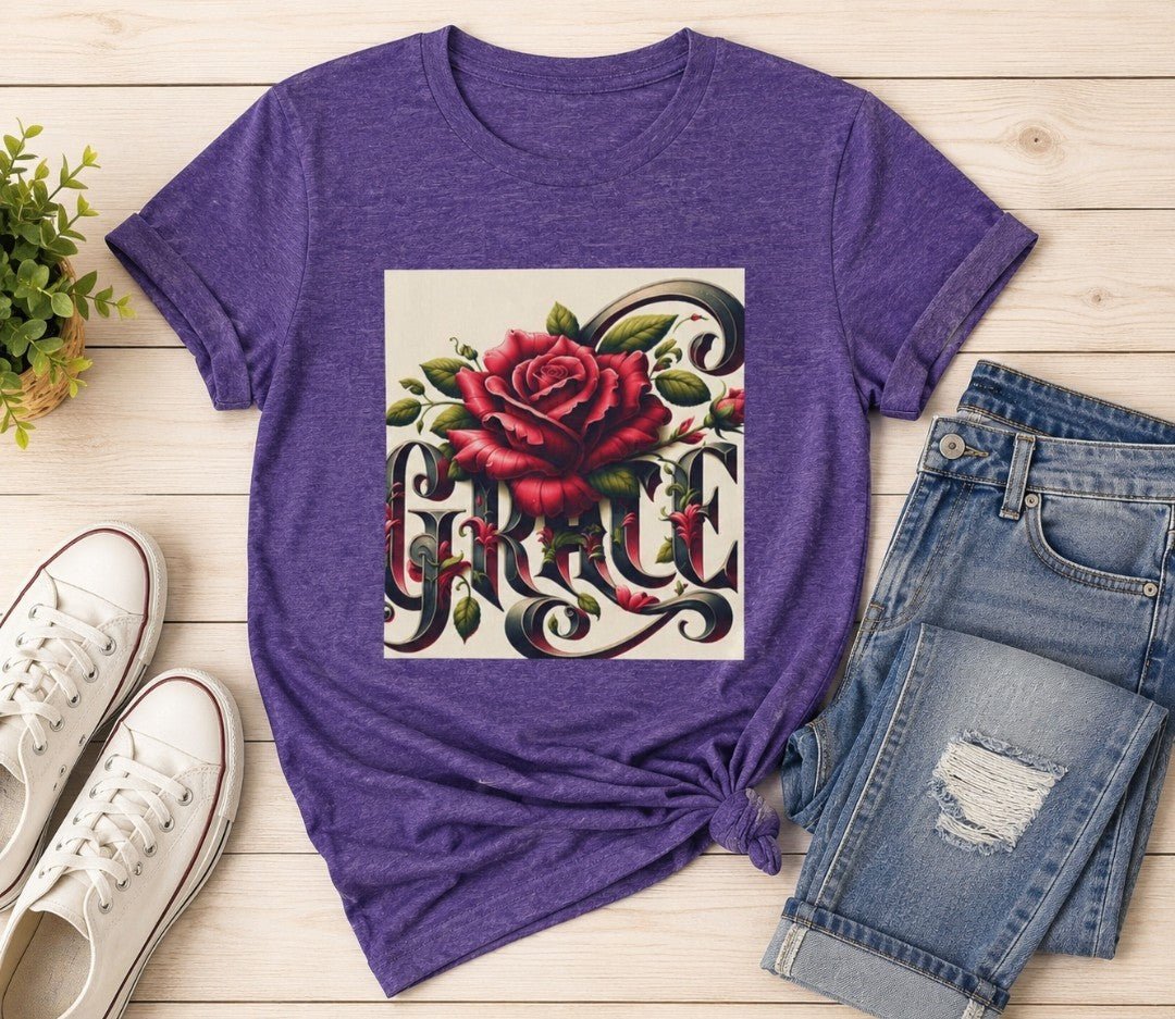 Grace Rose T-Shirt, Faith Shirt, Christian Apparel - faithcovenant