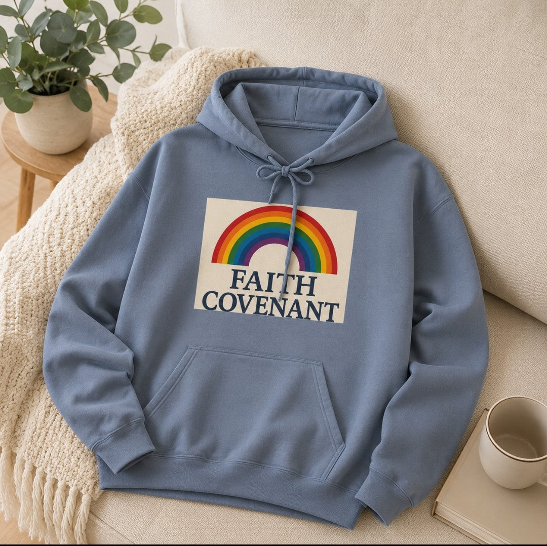 Faith Covenant Hoodie, Rainbow Hoodie, Christian Clothing