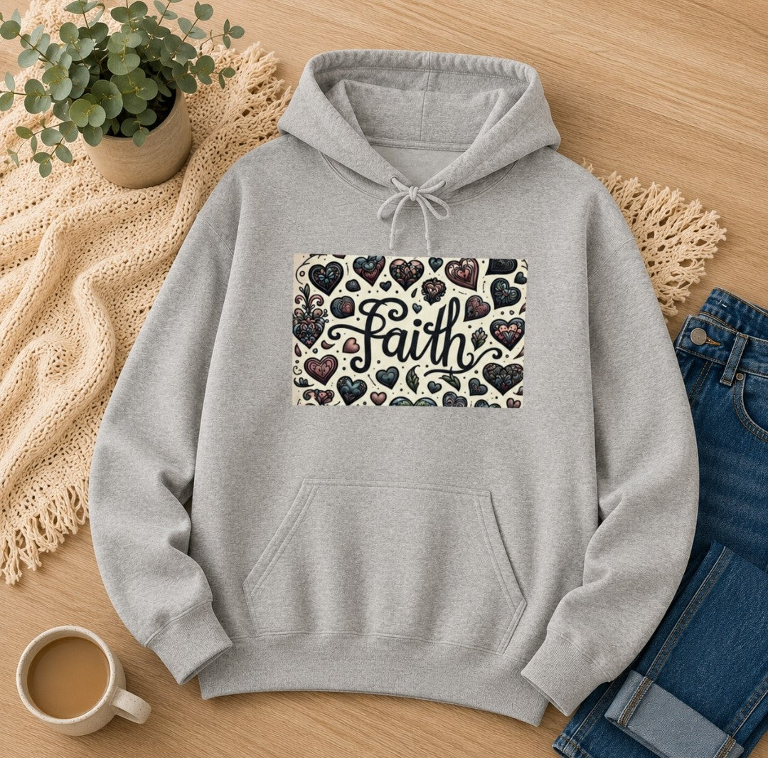 Faith Heart Hoodie, Cozy Sweatshirt, Christian Apparel
