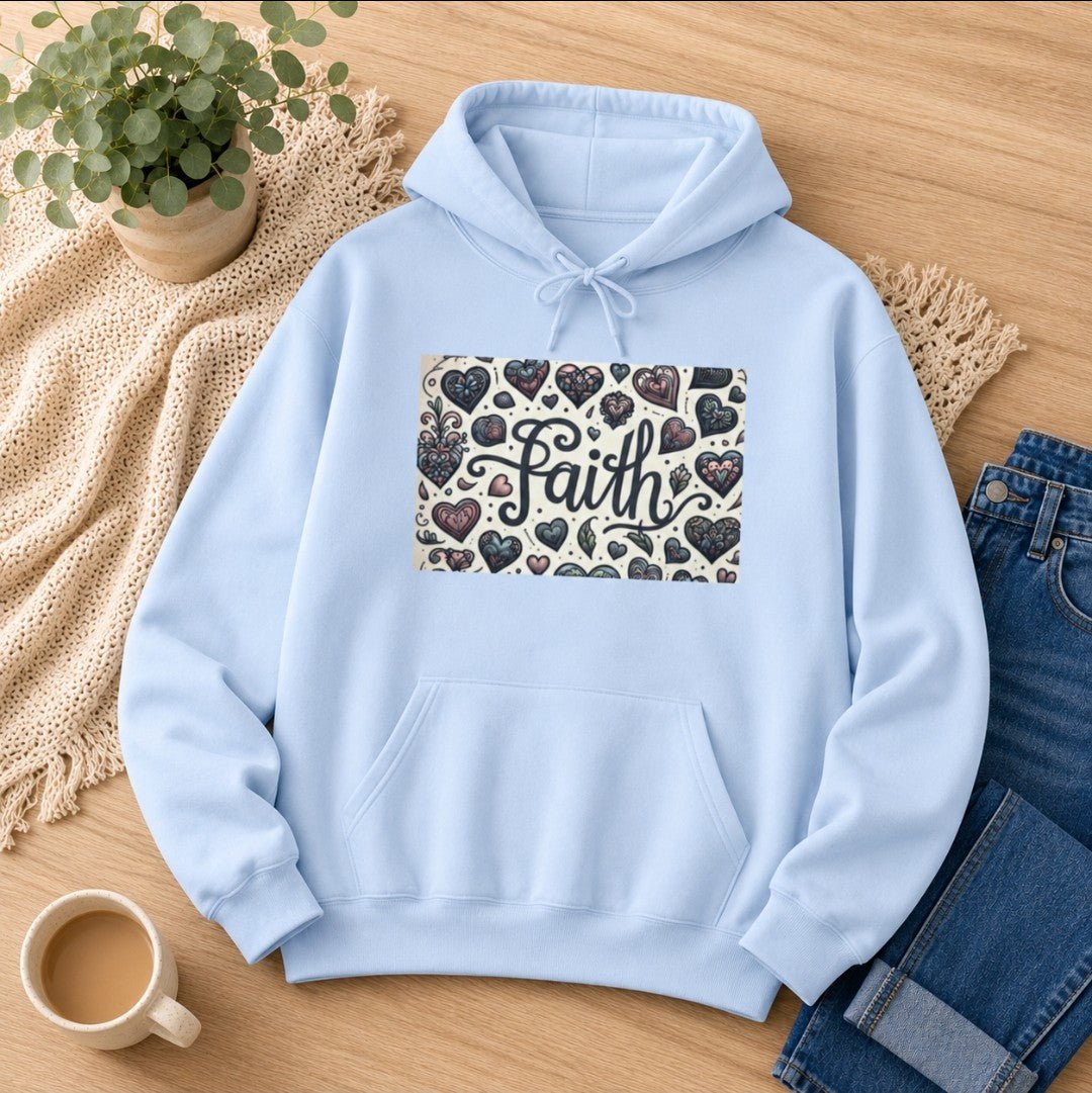 Faith Heart Hoodie, Cozy Sweatshirt, Christian Apparel - faithcovenant