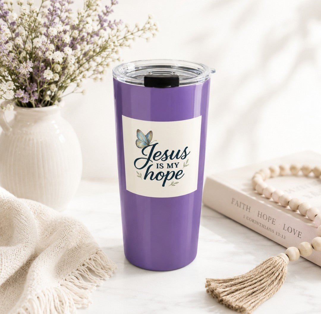 Hope Butterfly Tumbler 20oz - Jesus Inspirational Quote Design, Christian Tumbler - faithcovenant