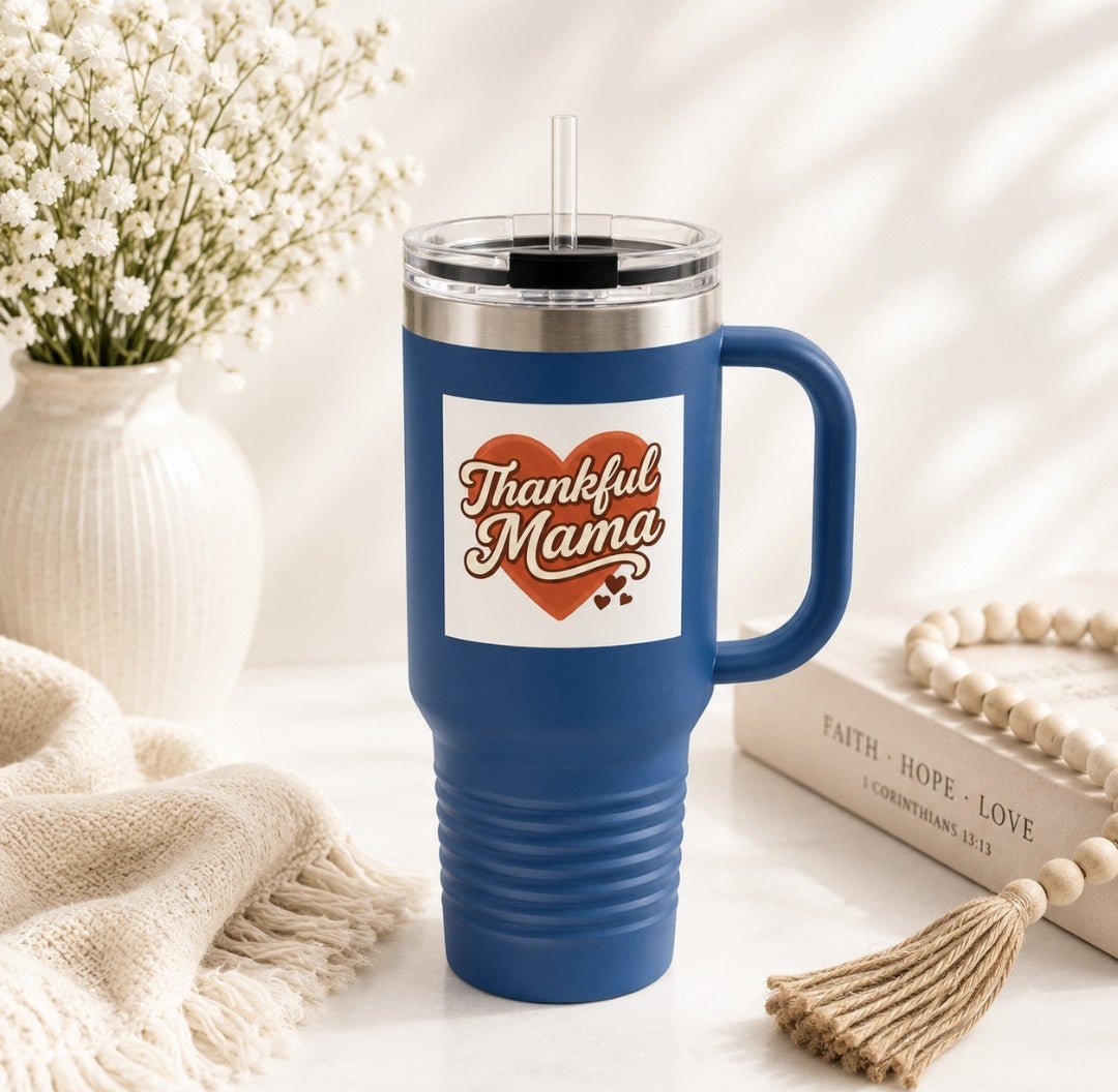 Thankful Mama Travel Mug, Gift for Mom, Reusable Mug - faithcovenant